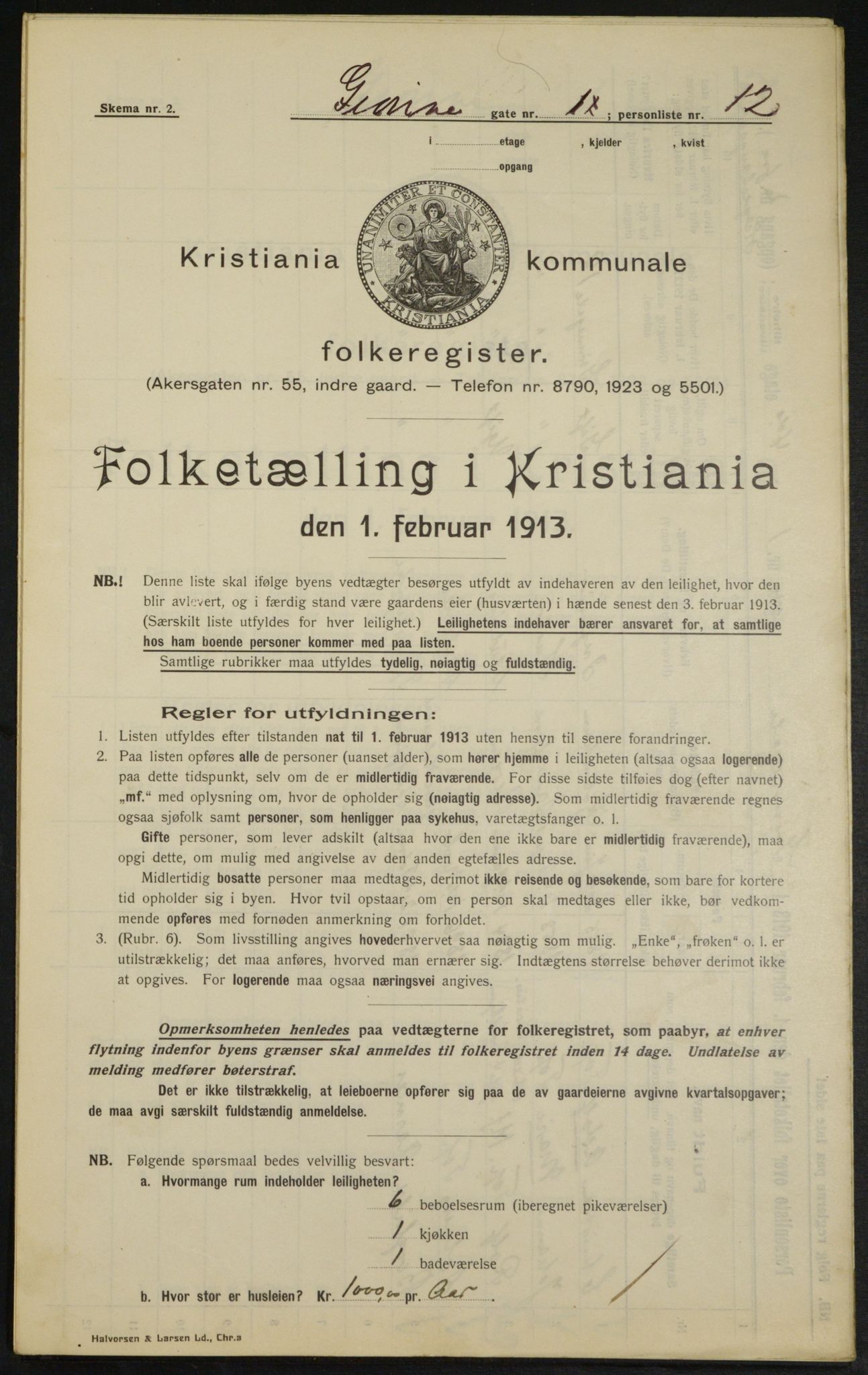 OBA, Municipal Census 1913 for Kristiania, 1913, p. 32327