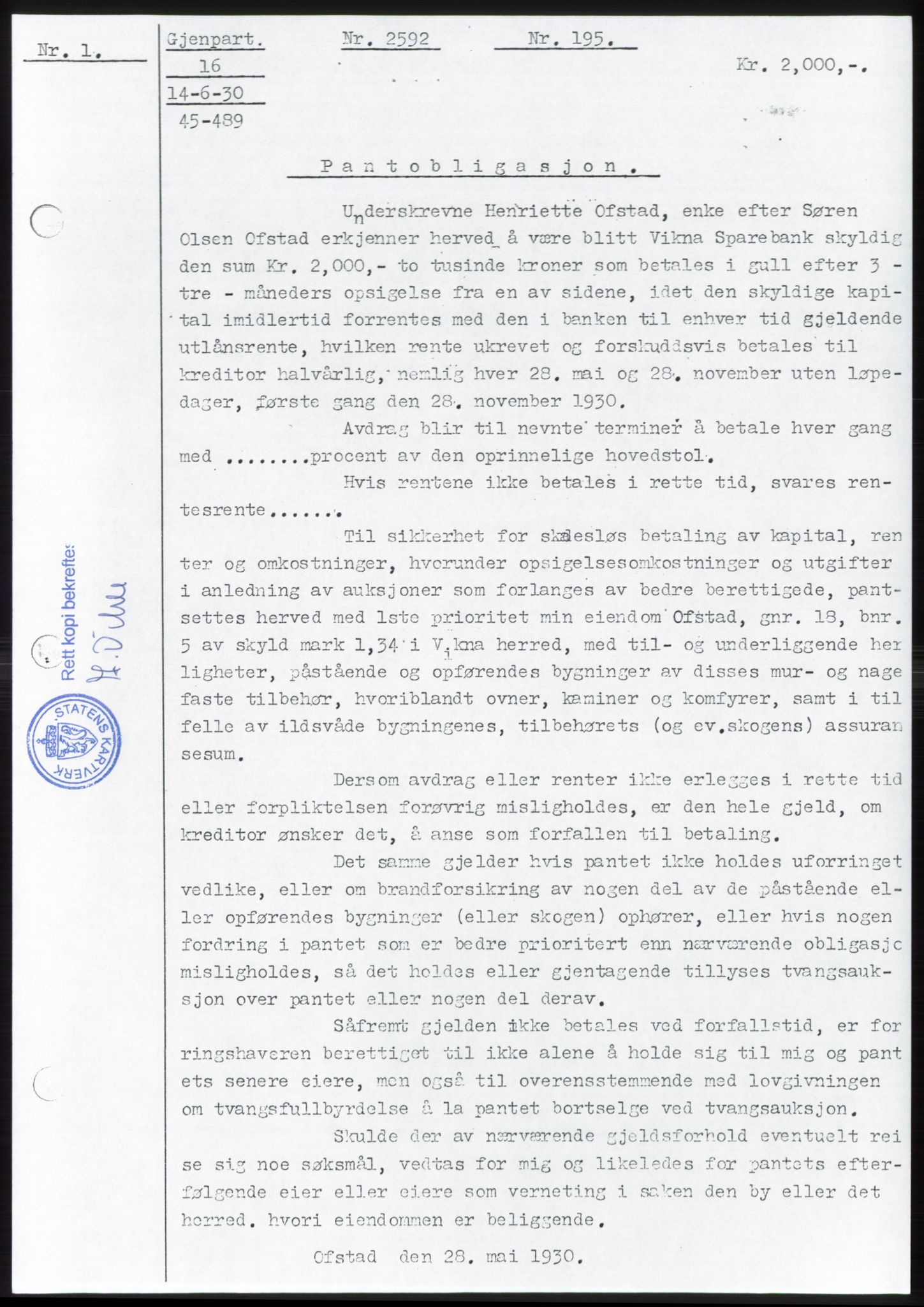 Namdal sorenskriveri, AV/SAT-A-4133/1/2/2C: Mortgage book no. -, 1940-1941, Deed date: 03.10.1940