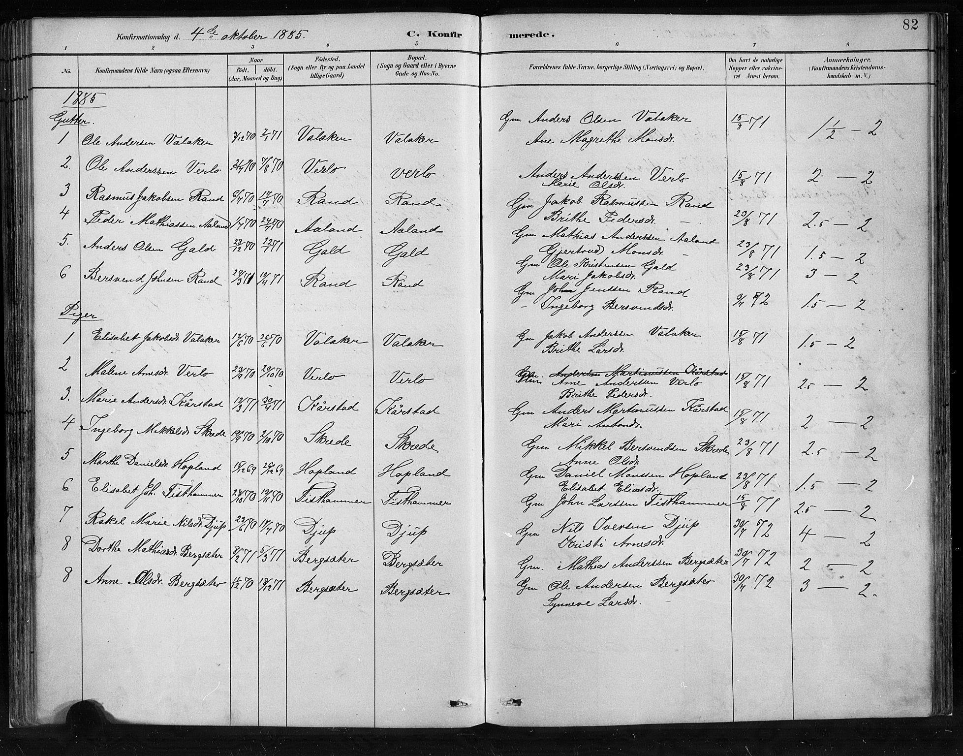 Innvik sokneprestembete, SAB/A-80501: Parish register (copy) no. C 3, 1883-1911, p. 82