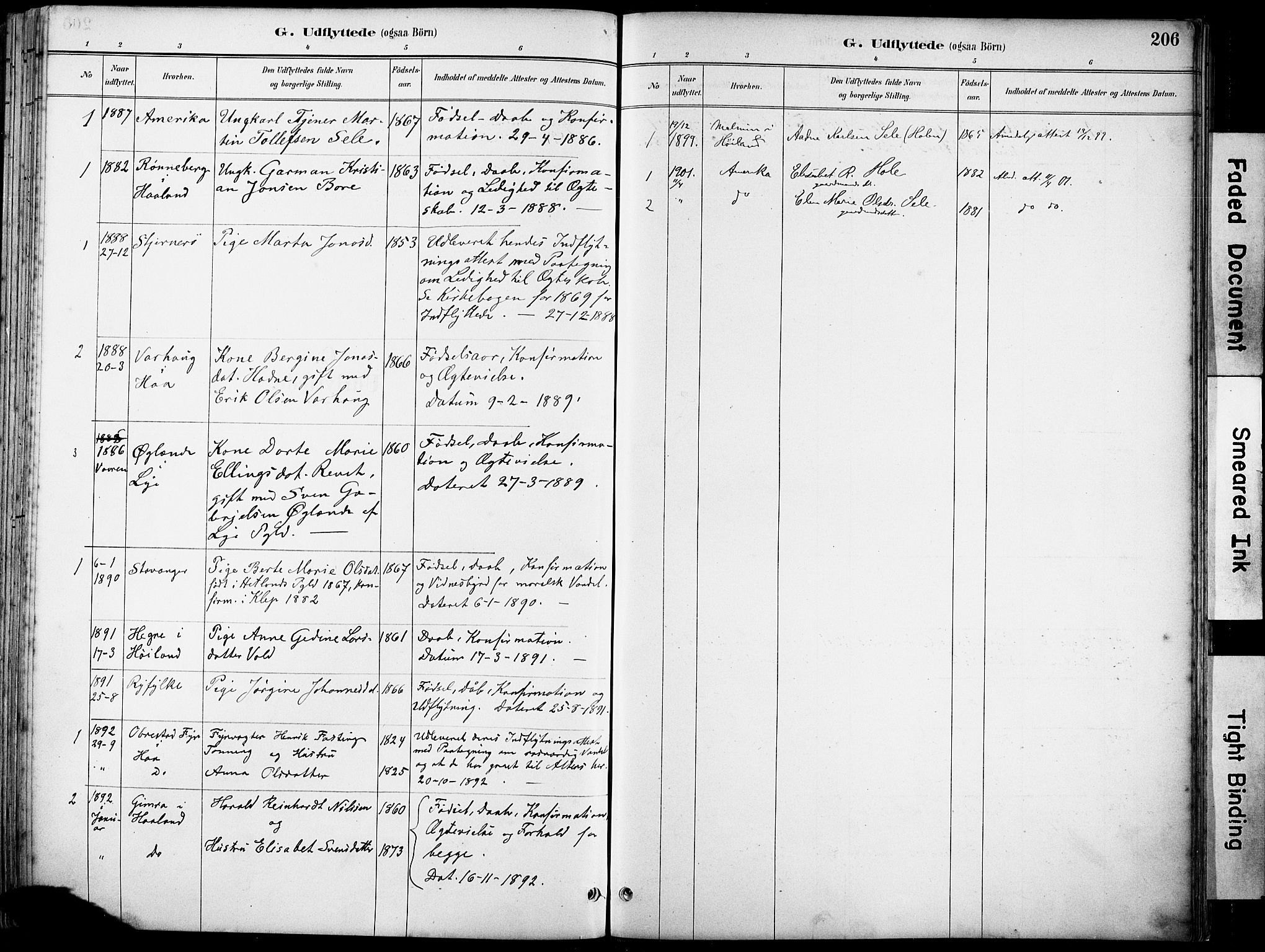 Klepp sokneprestkontor, SAST/A-101803/001/3/30BA/L0008: Parish register (official) no. A 9, 1886-1919, p. 206