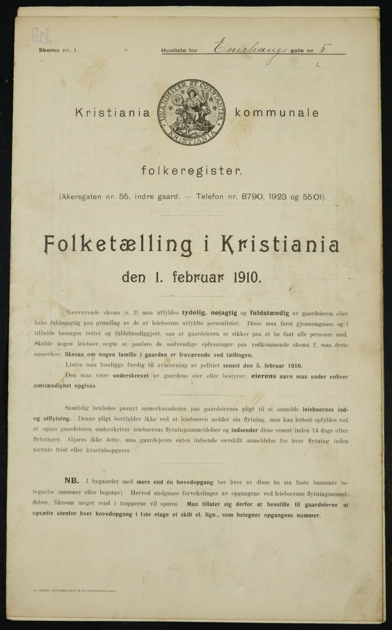 OBA, Municipal Census 1910 for Kristiania, 1910, p. 19700