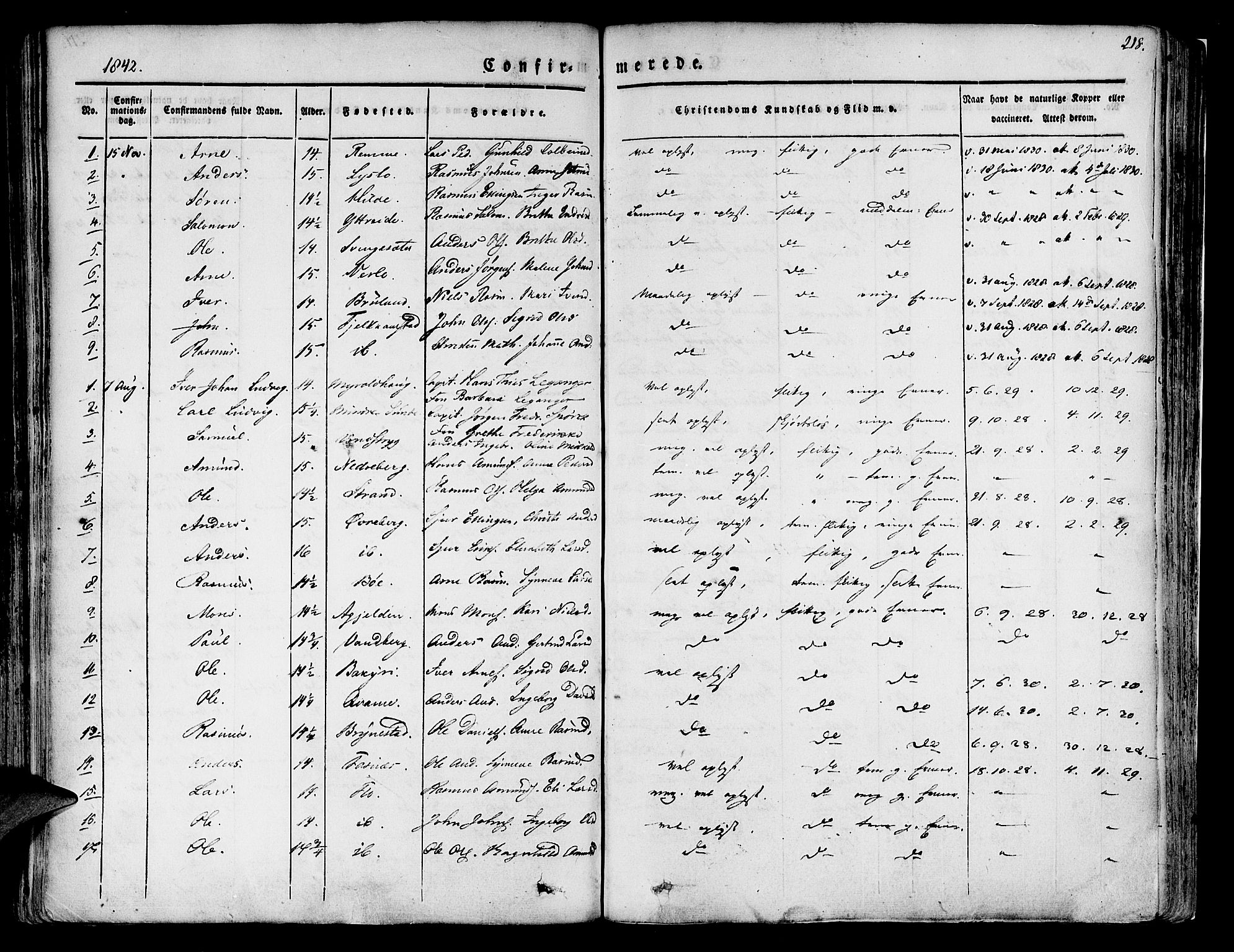 Innvik sokneprestembete, SAB/A-80501: Parish register (official) no. A 4I, 1831-1846, p. 218