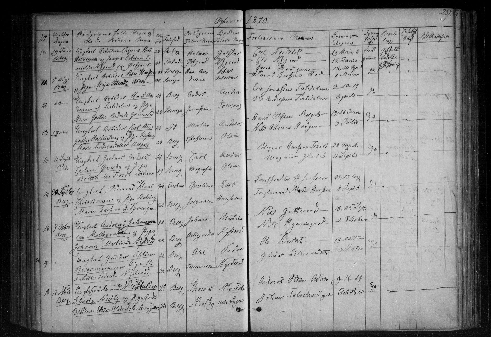 Berg prestekontor Kirkebøker, AV/SAO-A-10902/F/Fa/L0005: Parish register (official) no. I 5, 1861-1877, p. 257