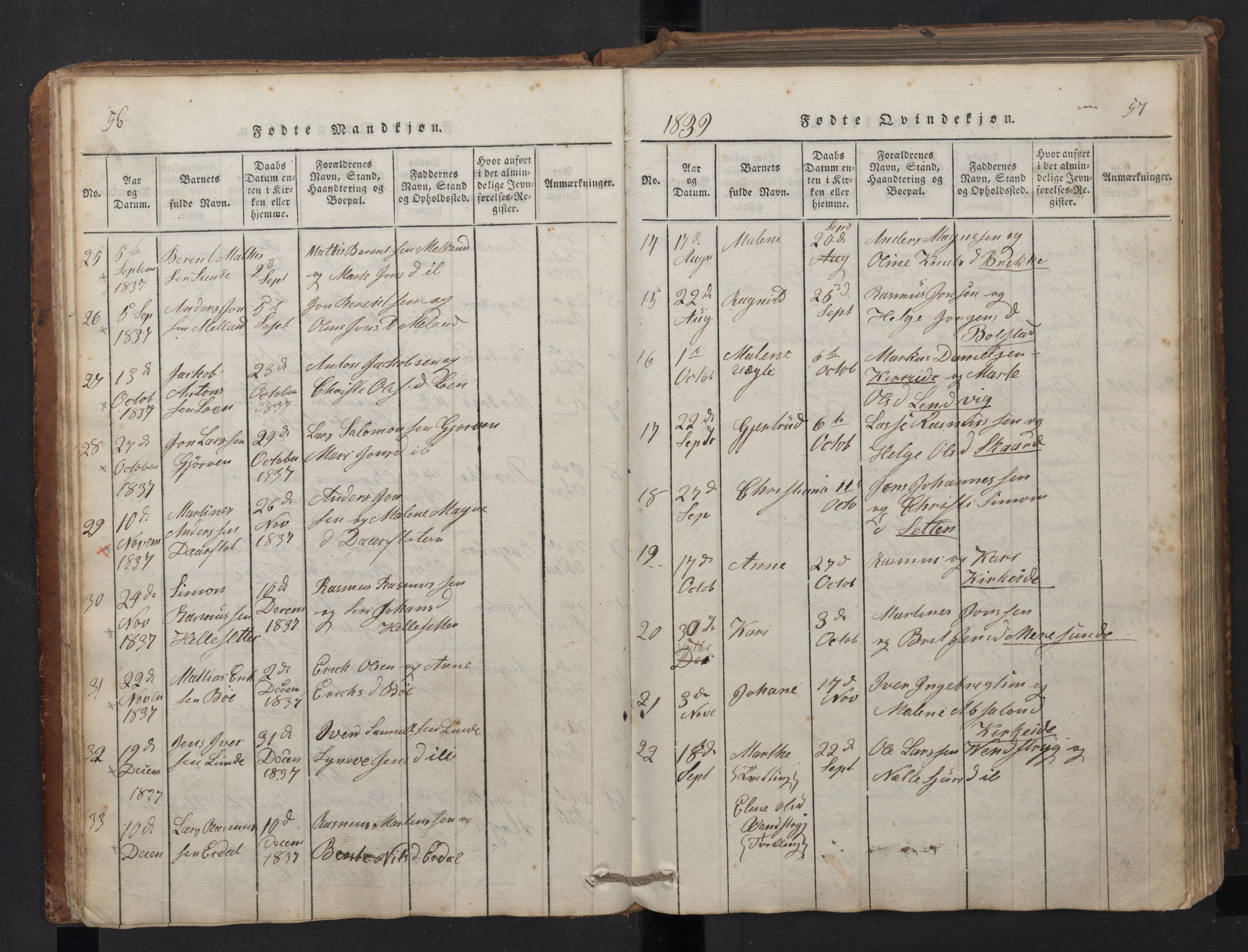 Stryn Sokneprestembete, SAB/A-82501: Parish register (copy) no. A 1, 1816-1844, p. 56-57