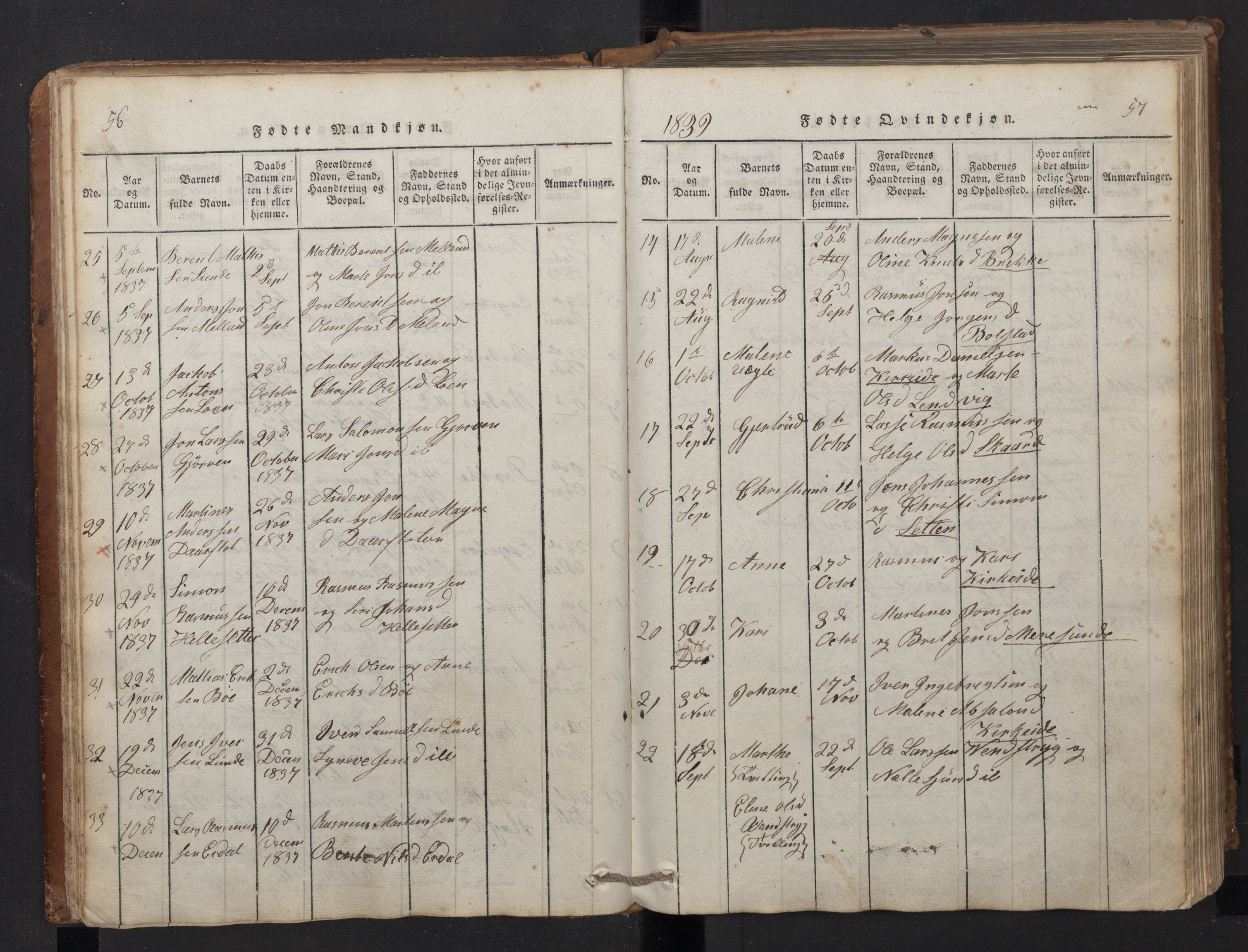 Stryn Sokneprestembete, AV/SAB-A-82501: Parish register (copy) no. A 1, 1816-1844, p. 56-57