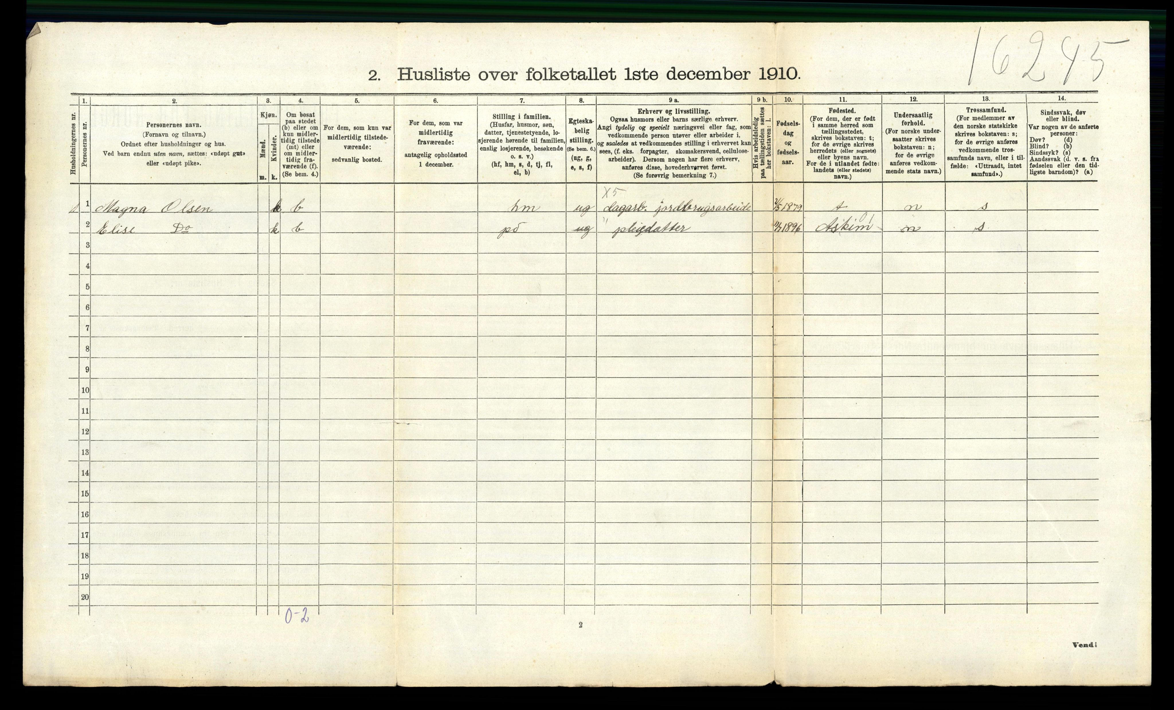 RA, 1910 census for Spydeberg, 1910, p. 566