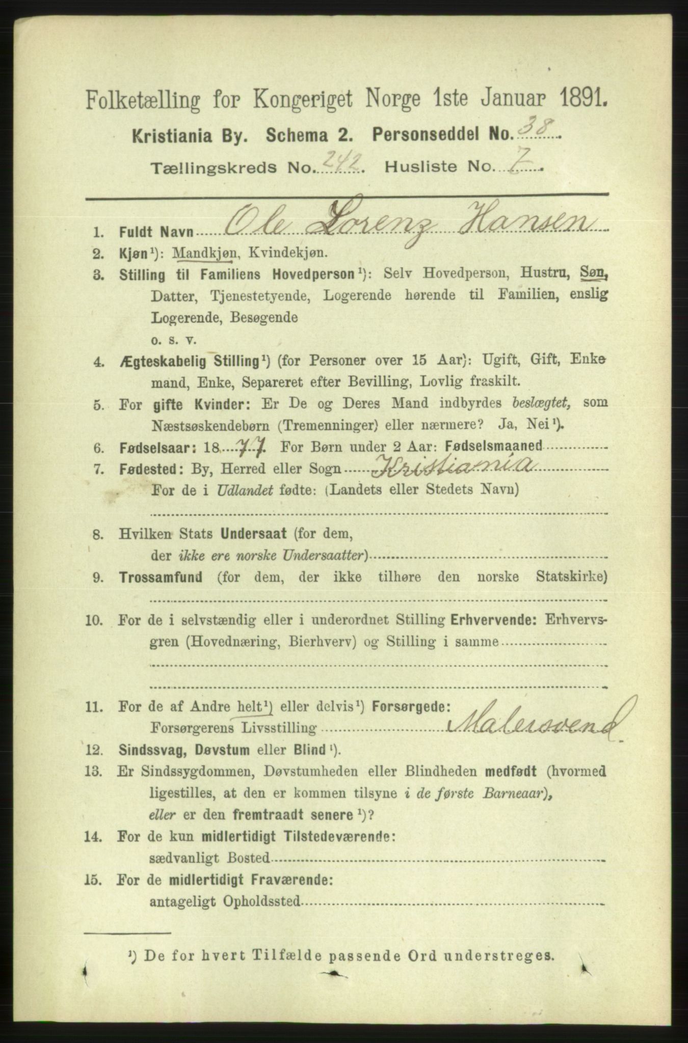 RA, 1891 census for 0301 Kristiania, 1891, p. 147217