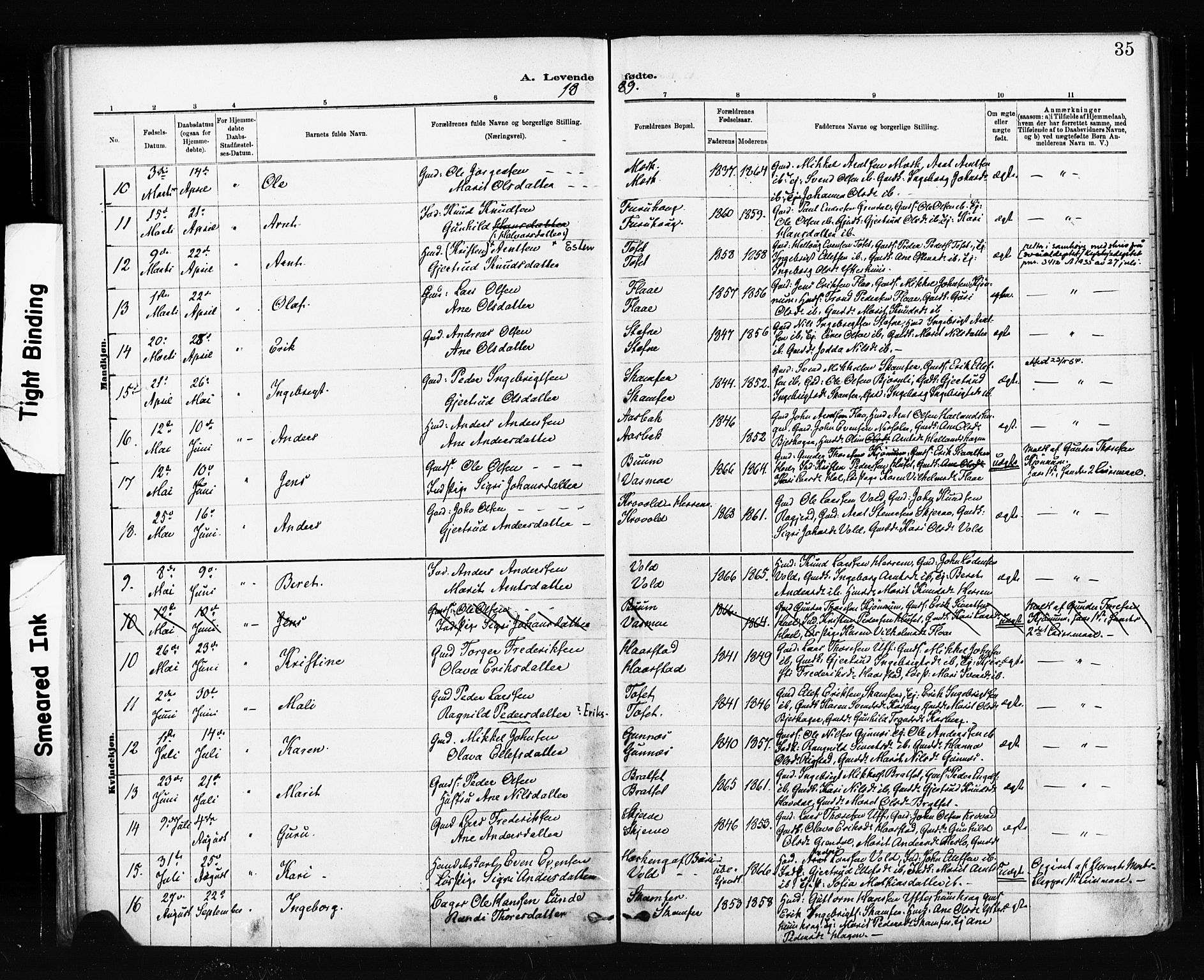 Ministerialprotokoller, klokkerbøker og fødselsregistre - Sør-Trøndelag, SAT/A-1456/674/L0871: Parish register (official) no. 674A03, 1880-1896, p. 35