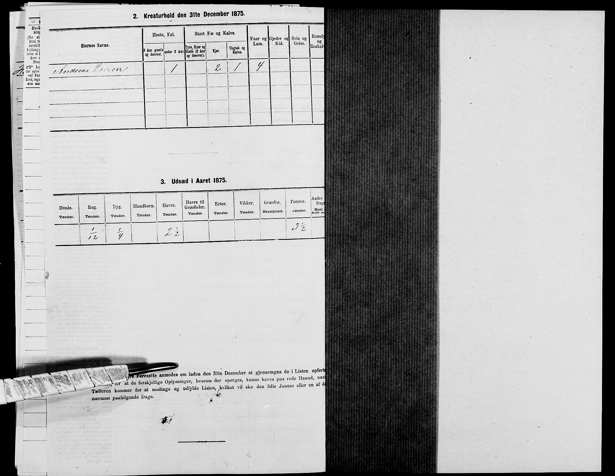 SAK, 1875 census for 1041L Vanse/Vanse og Farsund, 1875, p. 2377