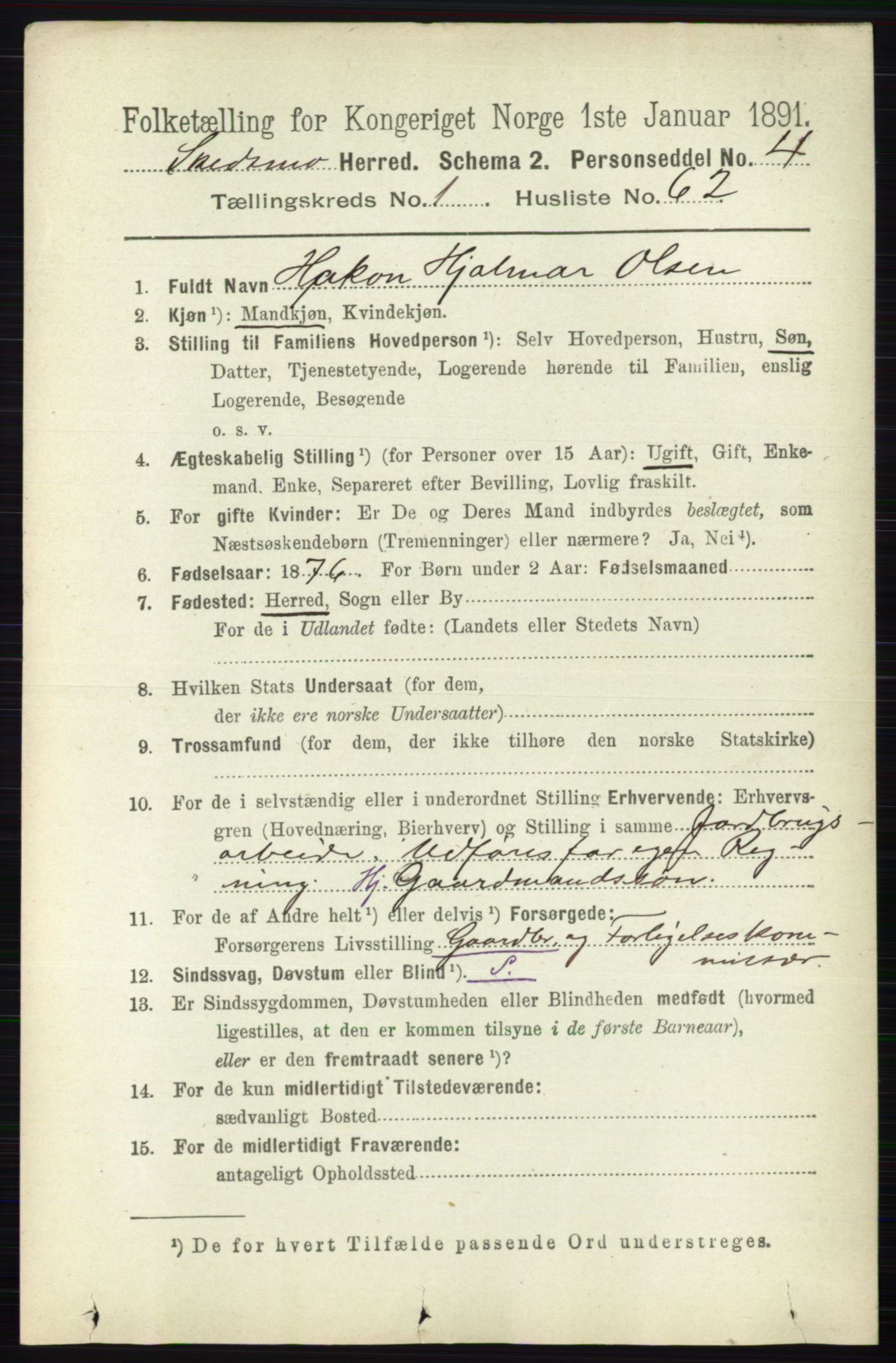 RA, 1891 census for 0231 Skedsmo, 1891, p. 501