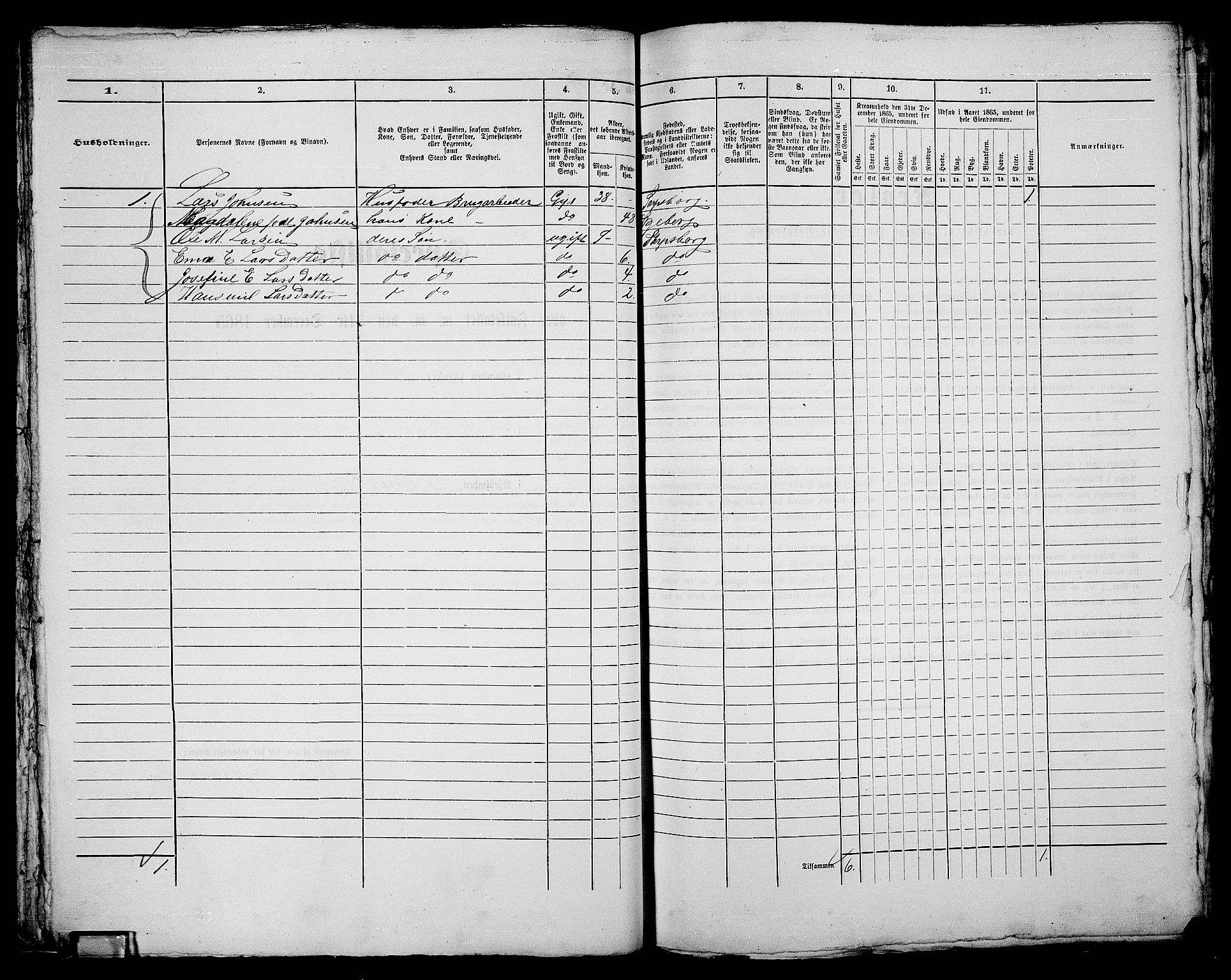 RA, 1865 census for Sarpsborg, 1865, p. 76