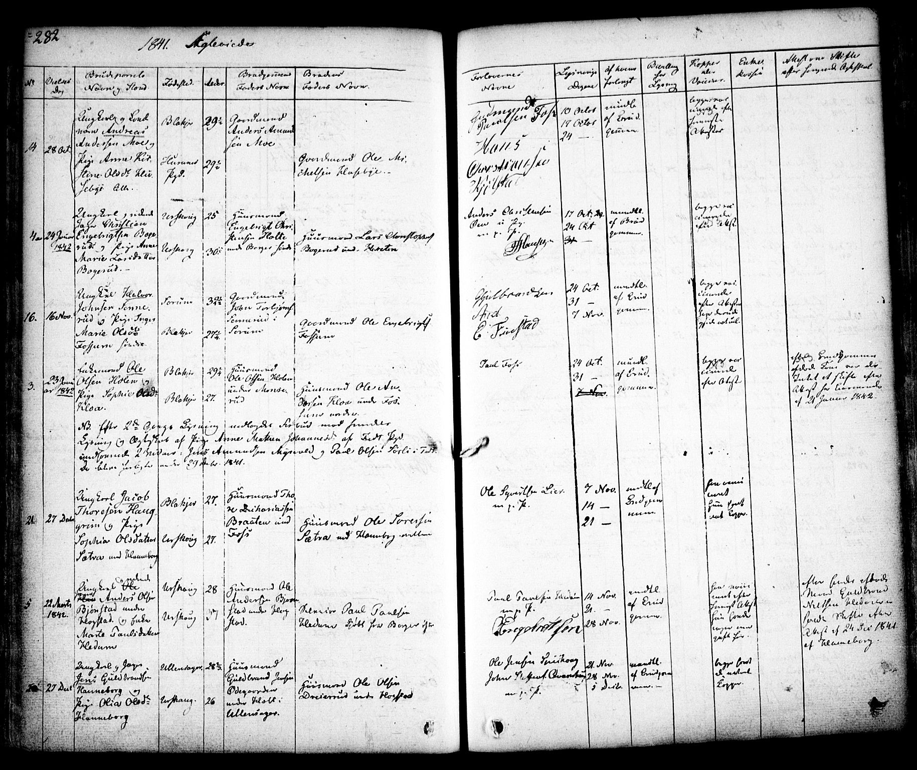 Aurskog prestekontor Kirkebøker, SAO/A-10304a/F/Fa/L0006: Parish register (official) no. I 6, 1829-1853, p. 282