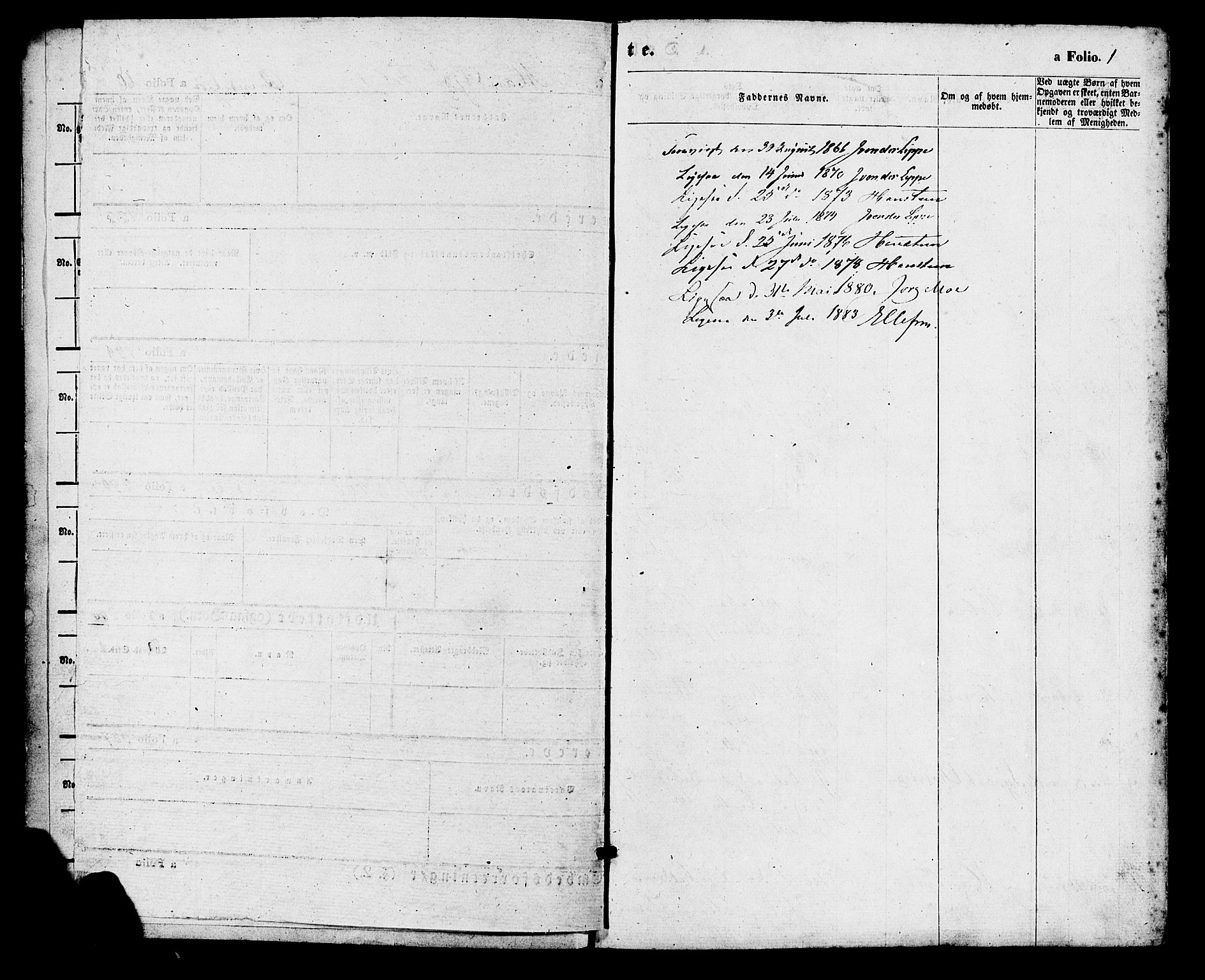 Holum sokneprestkontor, SAK/1111-0022/F/Fa/Faa/L0006: Parish register (official) no. A 6, 1865-1883, p. 1