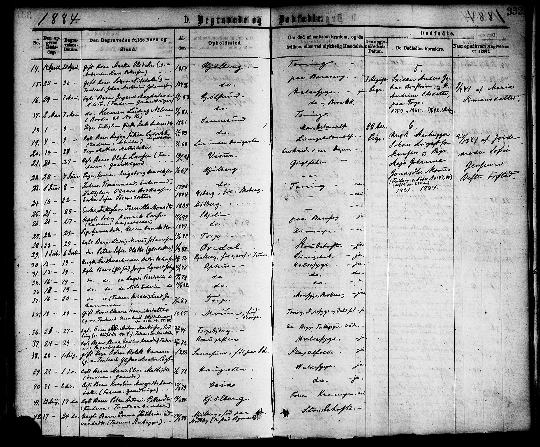 Borge prestekontor Kirkebøker, AV/SAO-A-10903/F/Fa/L0007: Parish register (official) no. I 7, 1875-1886, p. 332