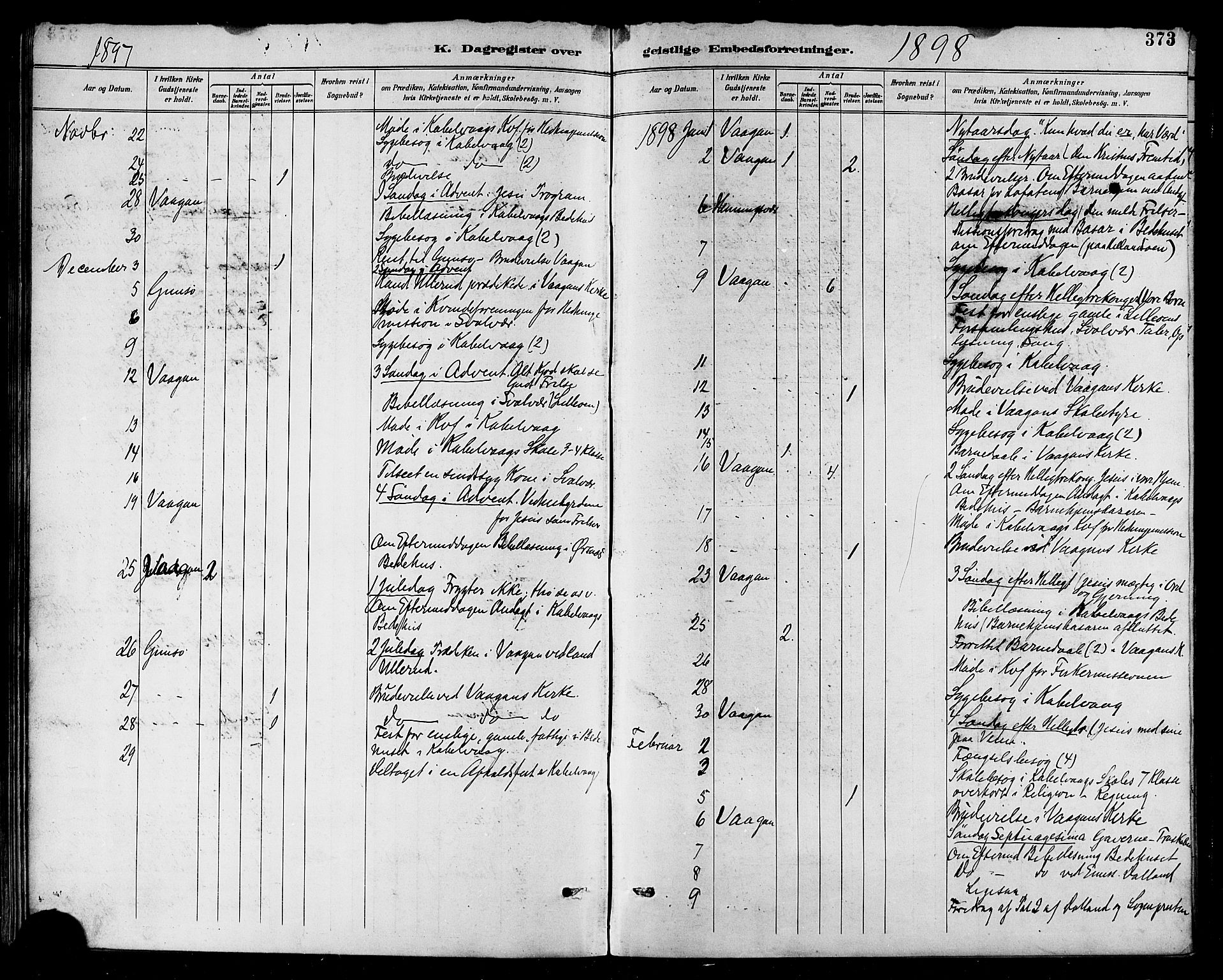 Ministerialprotokoller, klokkerbøker og fødselsregistre - Nordland, SAT/A-1459/874/L1060: Parish register (official) no. 874A04, 1890-1899, p. 373