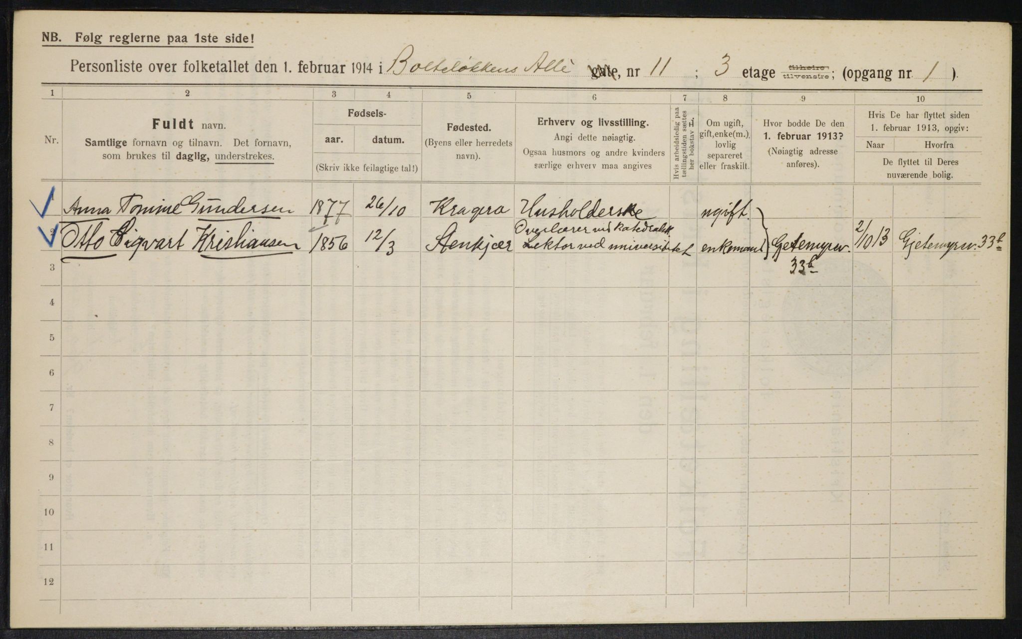 OBA, Municipal Census 1914 for Kristiania, 1914, p. 7691