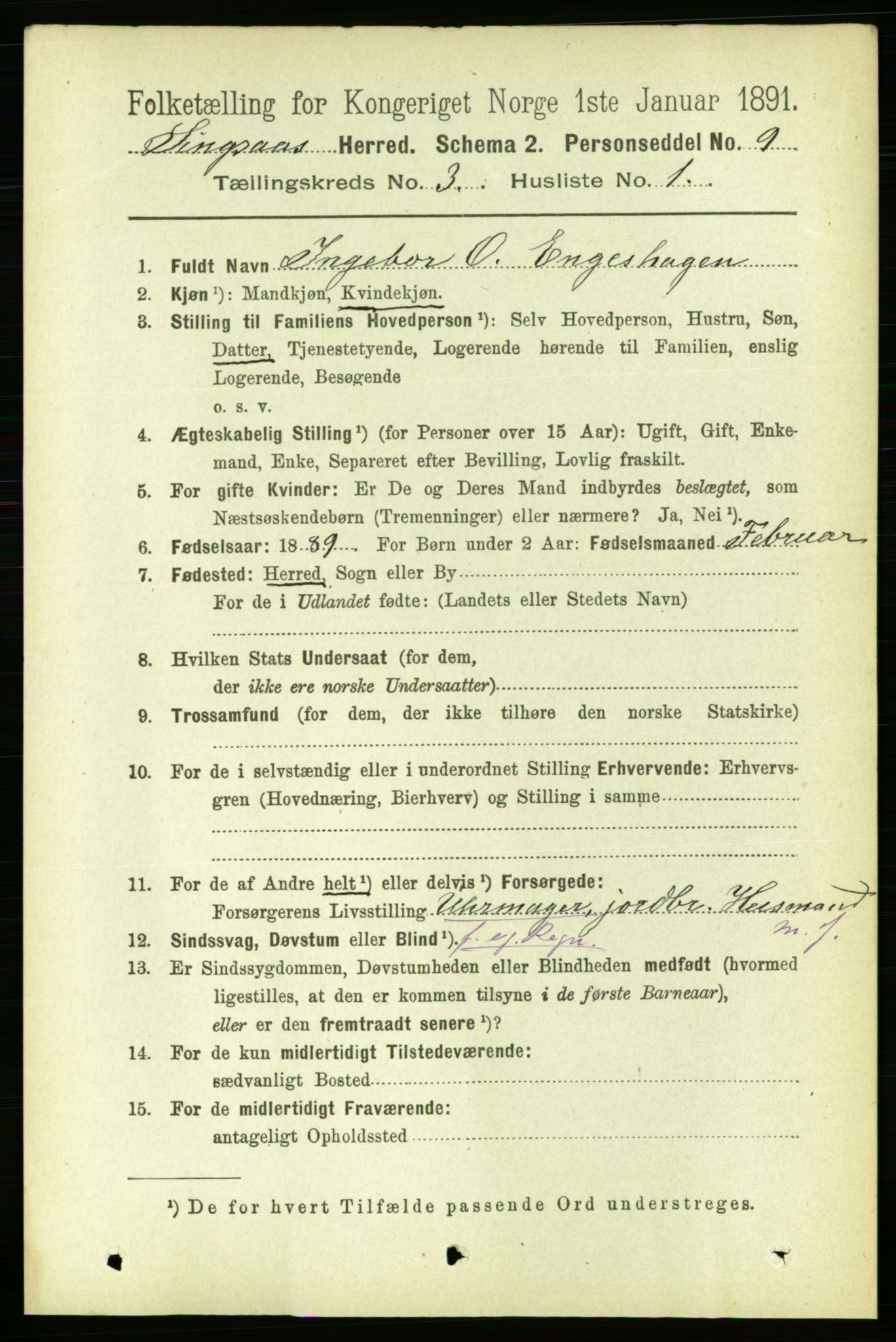 RA, 1891 census for 1646 Singsås, 1891, p. 546