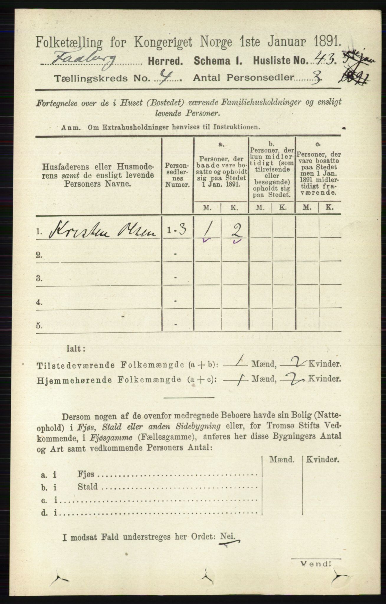 RA, 1891 census for 0524 Fåberg, 1891, p. 1208