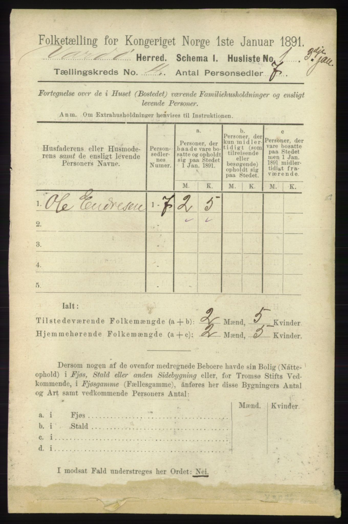 RA, 1891 census for 2028 Vardø, 1891, p. 1055