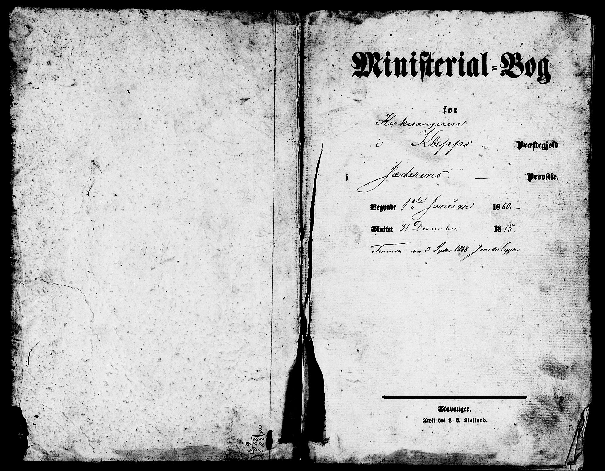 Klepp sokneprestkontor, AV/SAST-A-101803/001/3/30BB/L0002: Parish register (copy) no. B 2, 1860-1875