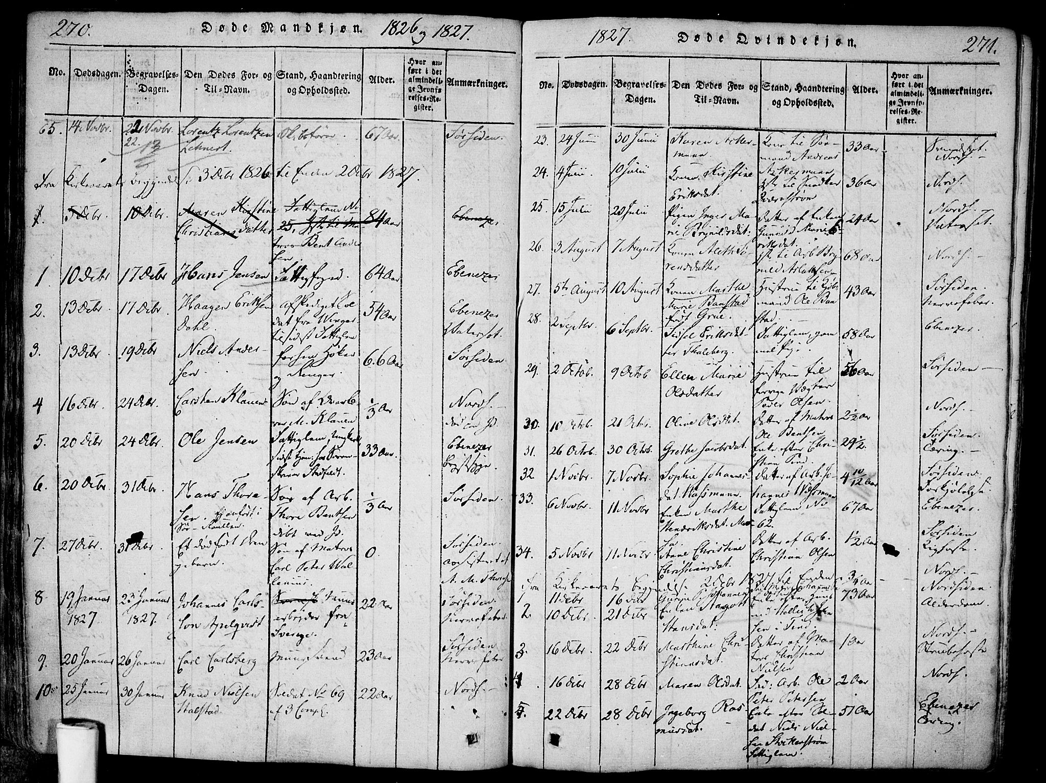 Halden prestekontor Kirkebøker, SAO/A-10909/F/Fa/L0003: Parish register (official) no. I 3, 1815-1834, p. 270-271
