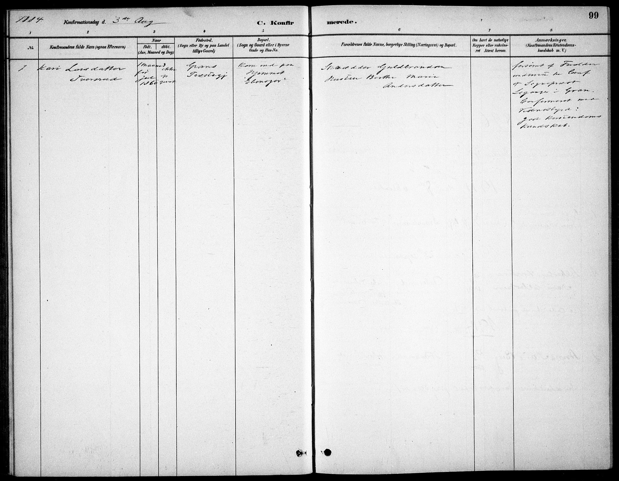 Kristiania tukthusprest Kirkebøker, AV/SAO-A-10881/F/Fa/L0005: Parish register (official) no. 5, 1879-1936, p. 99