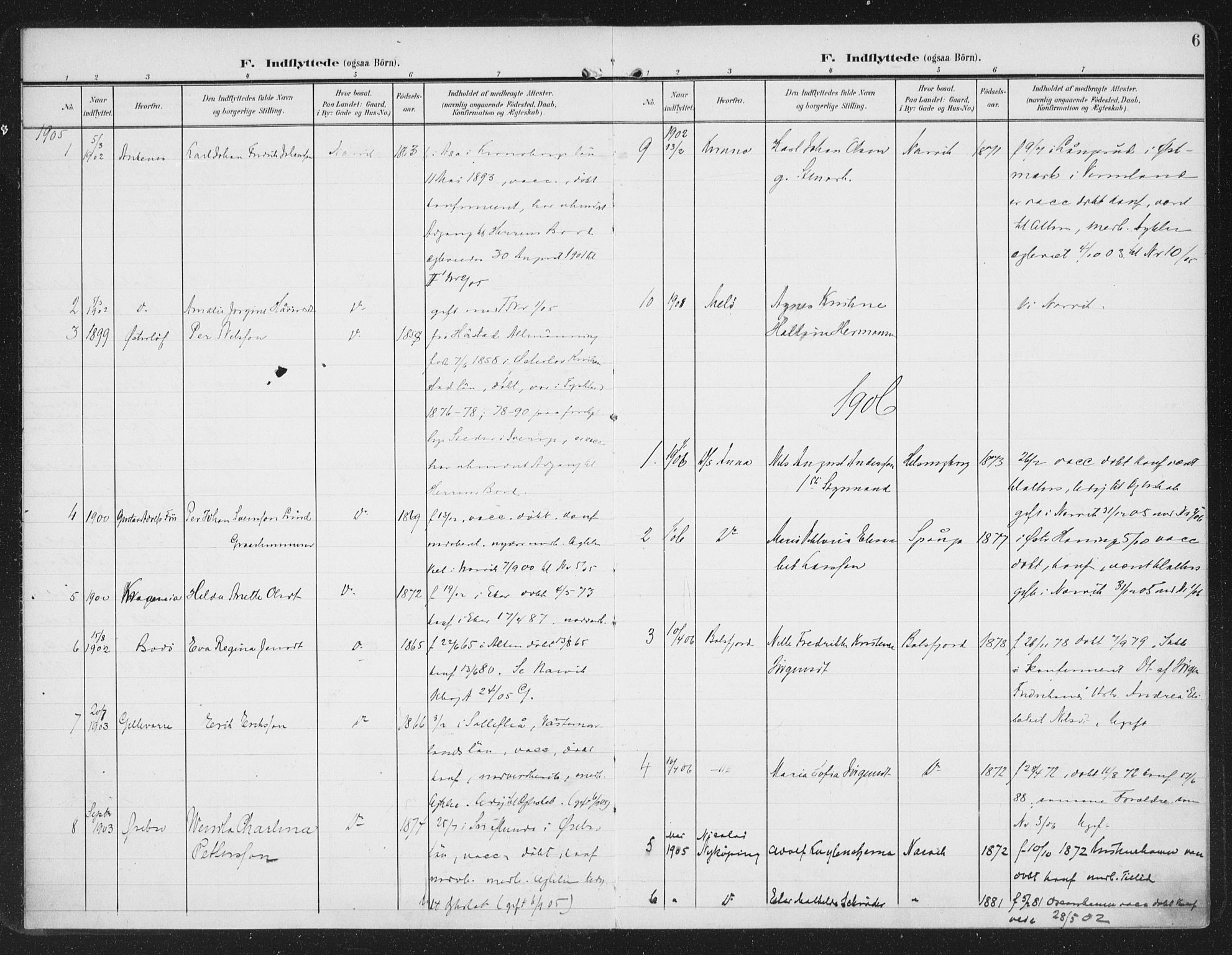 Ministerialprotokoller, klokkerbøker og fødselsregistre - Nordland, AV/SAT-A-1459/871/L0986: Parish register (official) no. 871A02, 1902-1925, p. 6