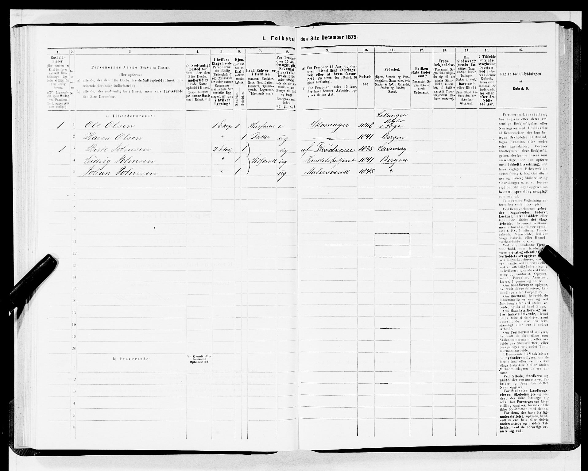 SAB, 1875 census for 1301 Bergen, 1875, p. 2428