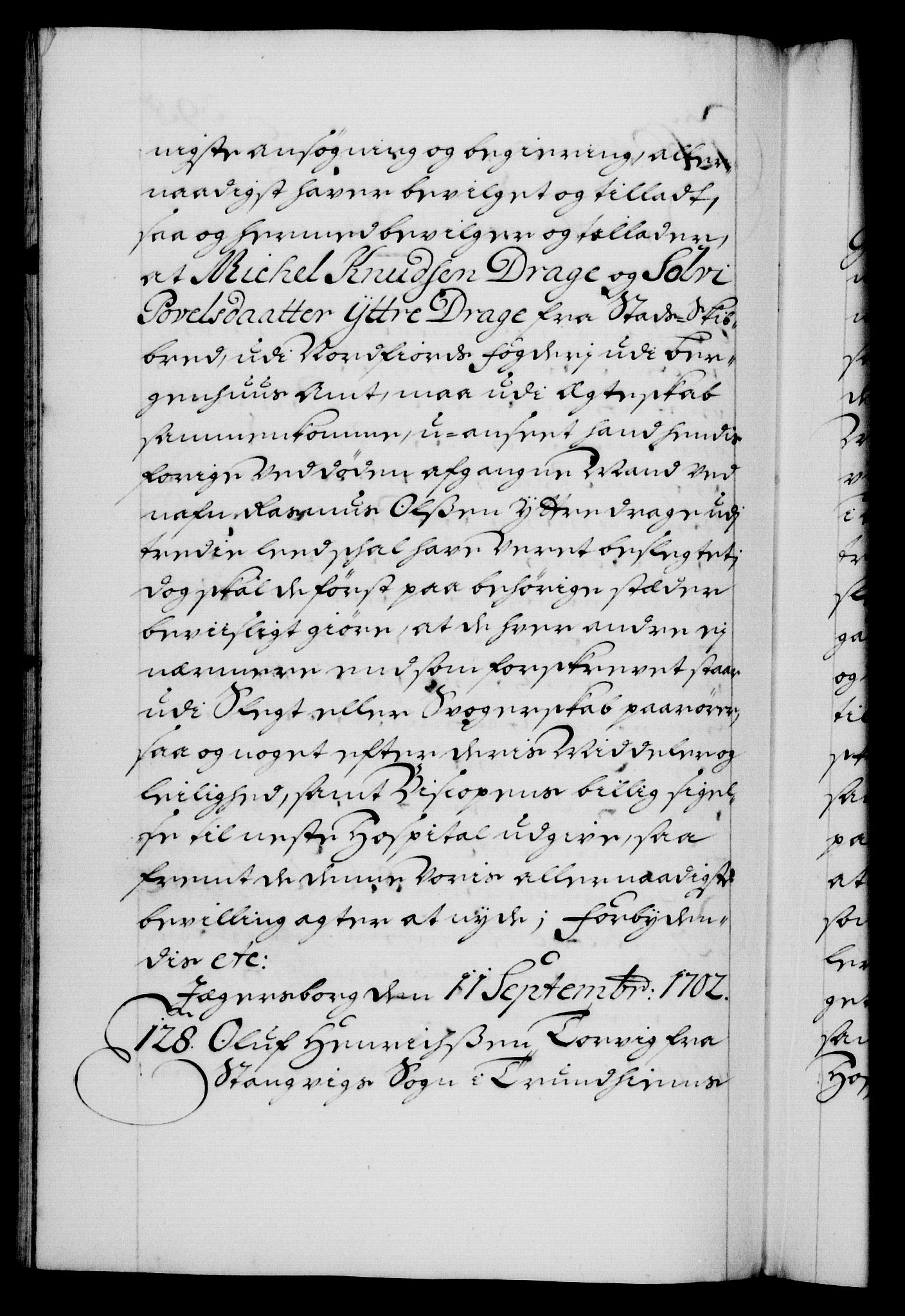 Danske Kanselli 1572-1799, AV/RA-EA-3023/F/Fc/Fca/Fcaa/L0018: Norske registre, 1699-1703, p. 395b