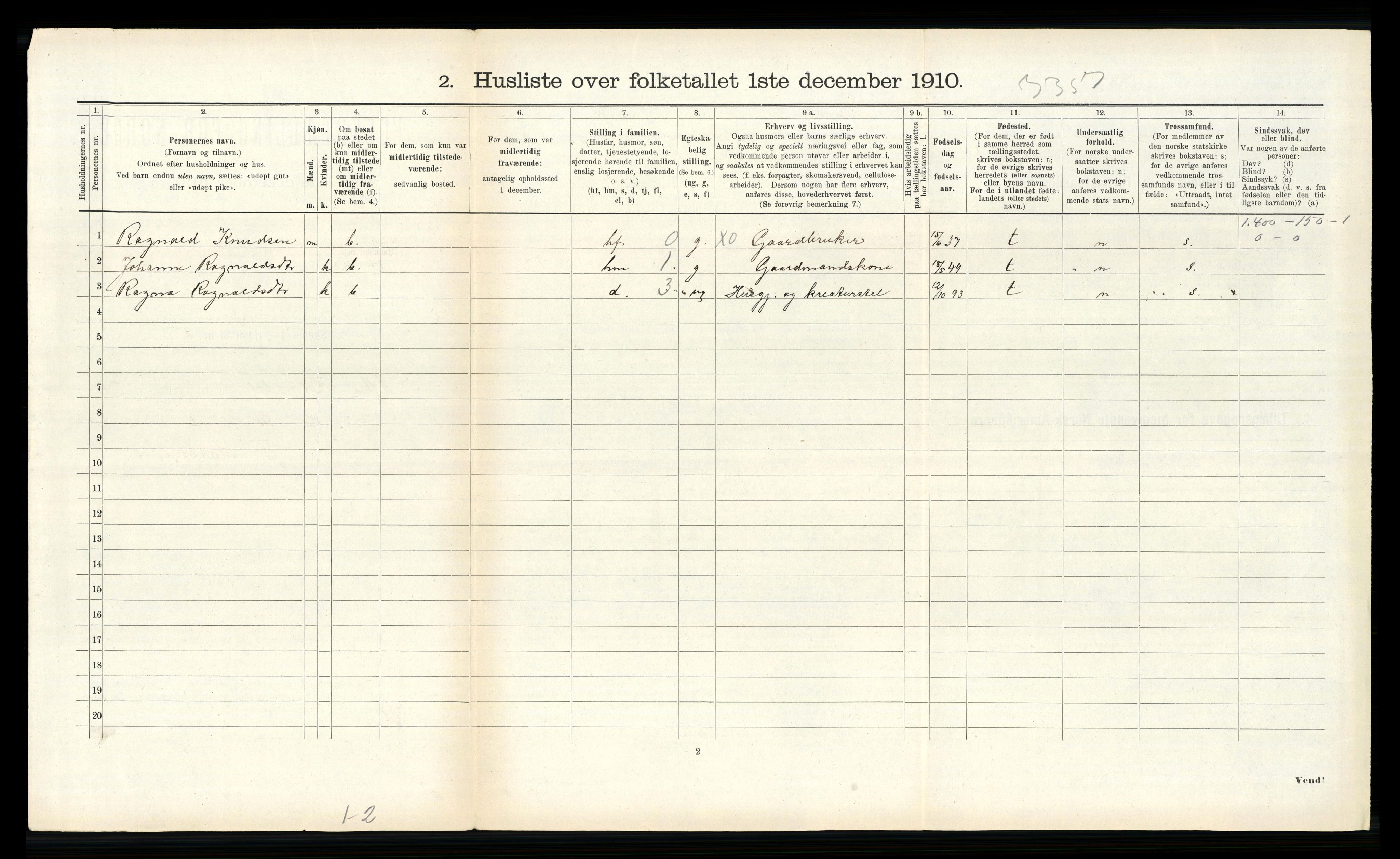 RA, 1910 census for Ytre Holmedal, 1910, p. 1251