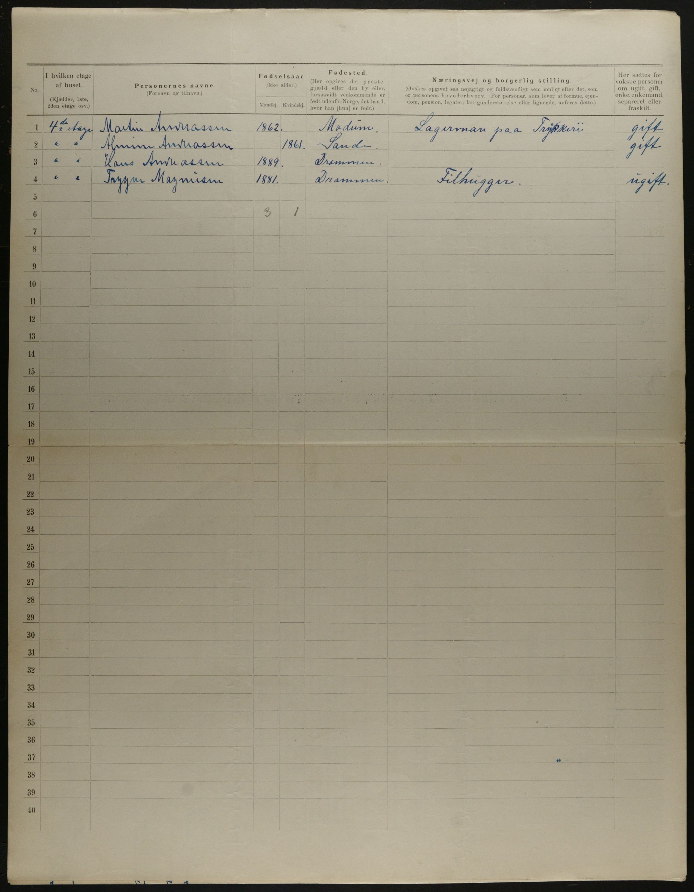 OBA, Municipal Census 1901 for Kristiania, 1901, p. 19781