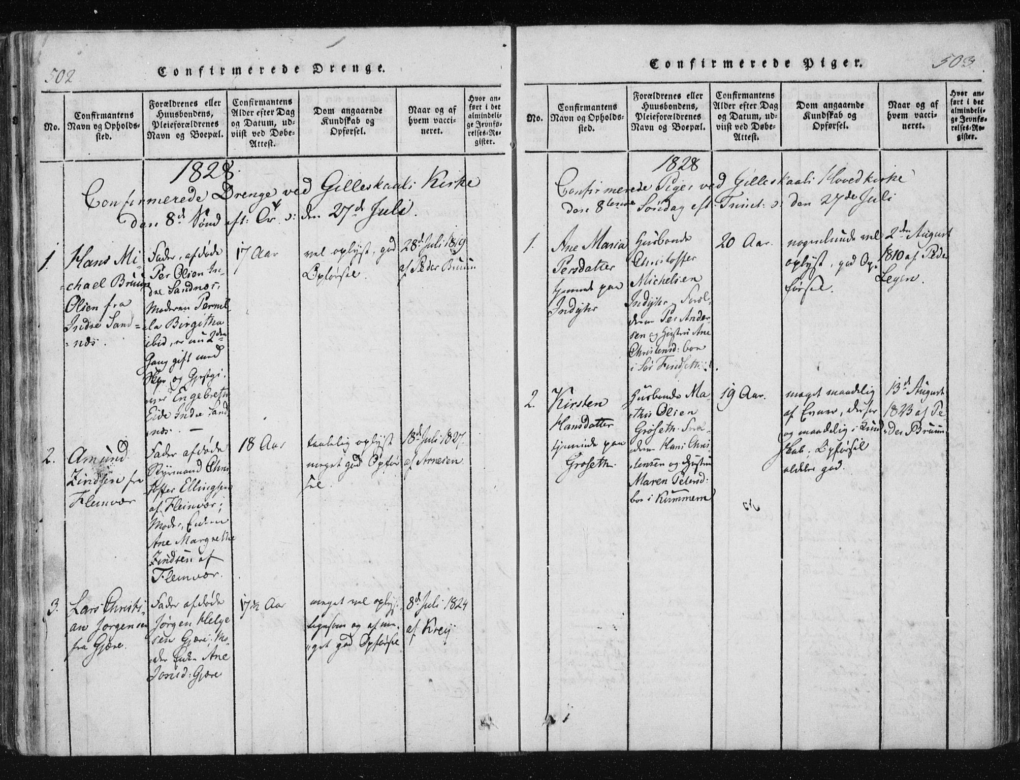 Ministerialprotokoller, klokkerbøker og fødselsregistre - Nordland, SAT/A-1459/805/L0096: Parish register (official) no. 805A03, 1820-1837, p. 502-503