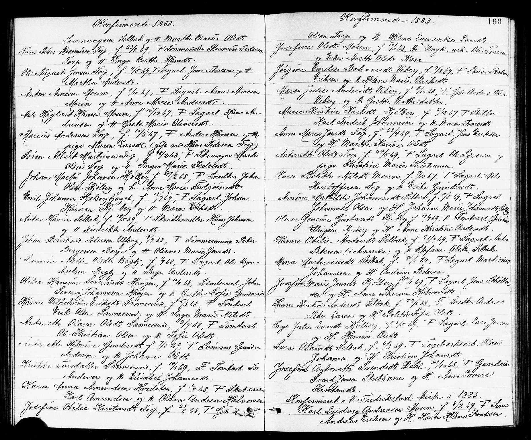 Borge prestekontor Kirkebøker, SAO/A-10903/G/Ga/L0002: Parish register (copy) no. I 2, 1875-1923, p. 160