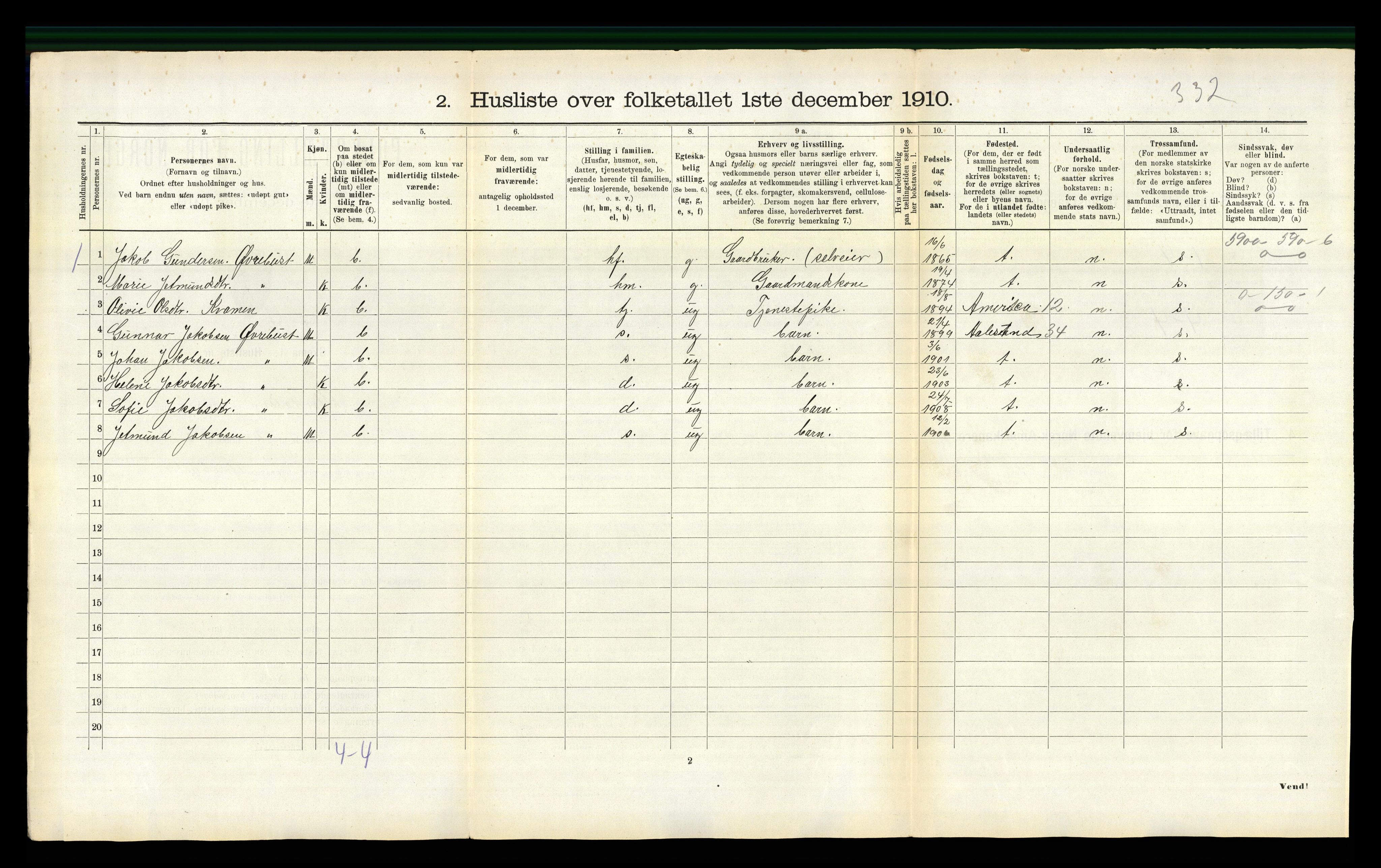 RA, 1910 census for Stordal, 1910, p. 149