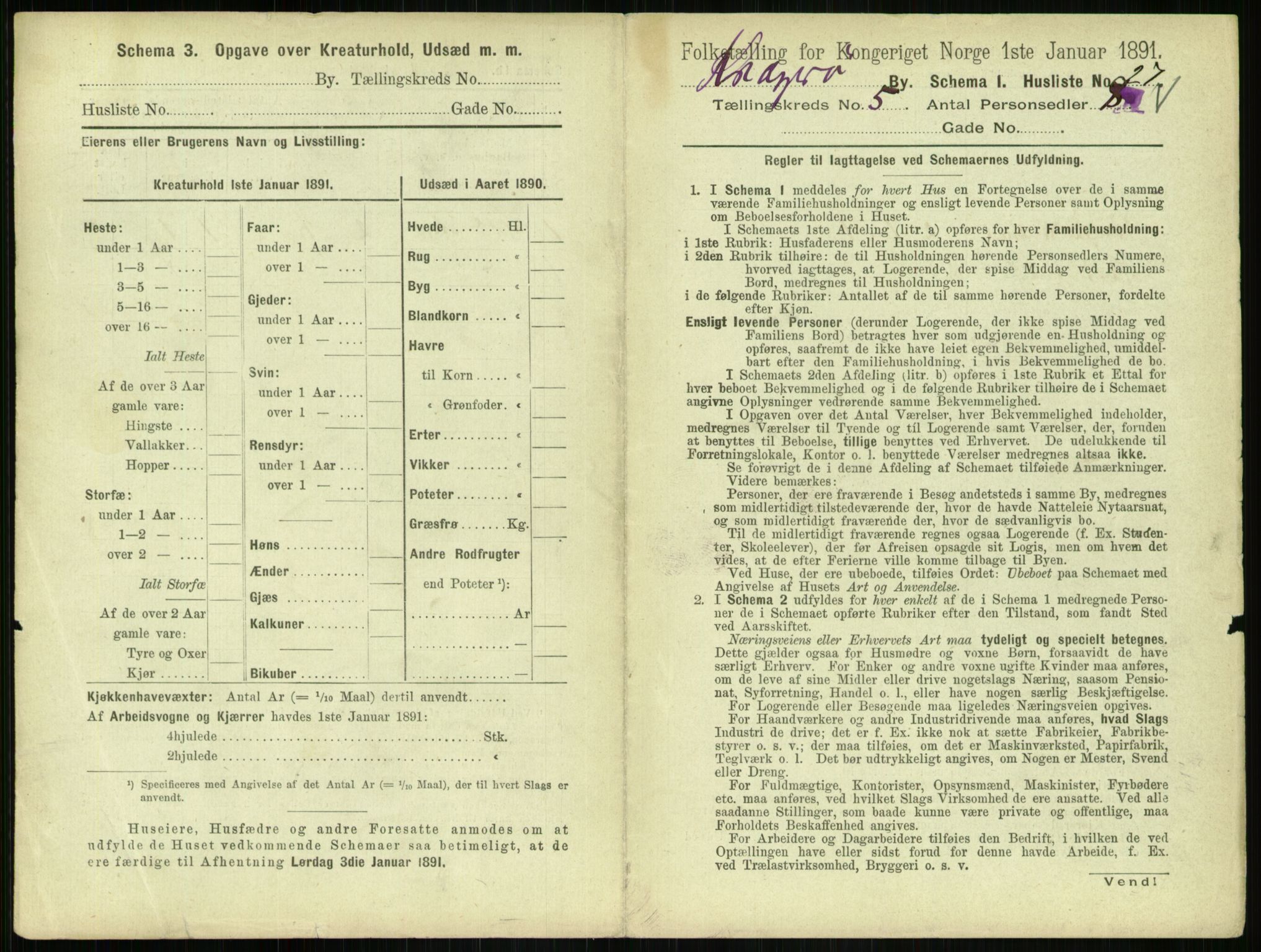 RA, 1891 census for 0801 Kragerø, 1891, p. 472