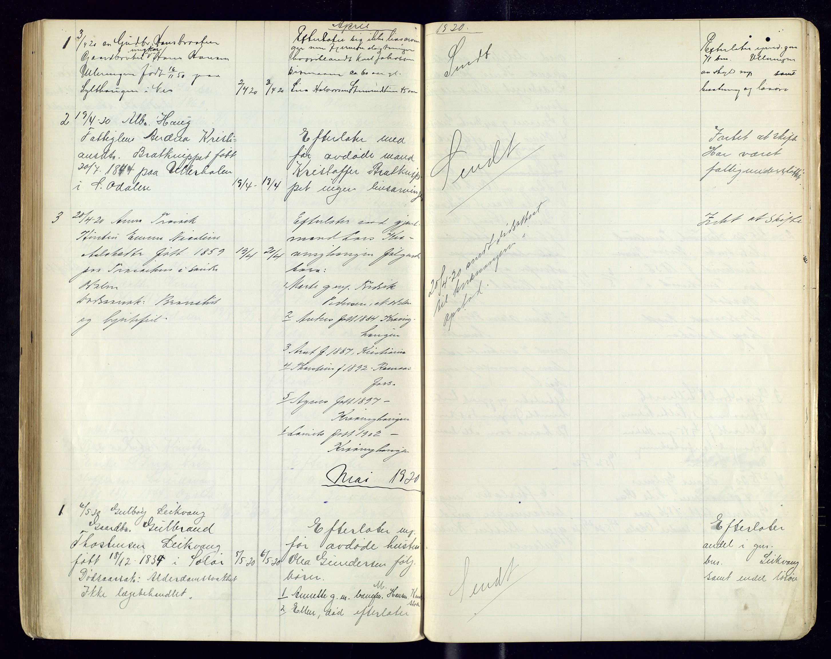 Sør-Odal lensmannskontor, AV/SAH-LHS-022/H/Hb/L0002/0002: Protokoller over anmeldte dødsfall / Protokoll over anmeldte dødsfall, 1915-1921