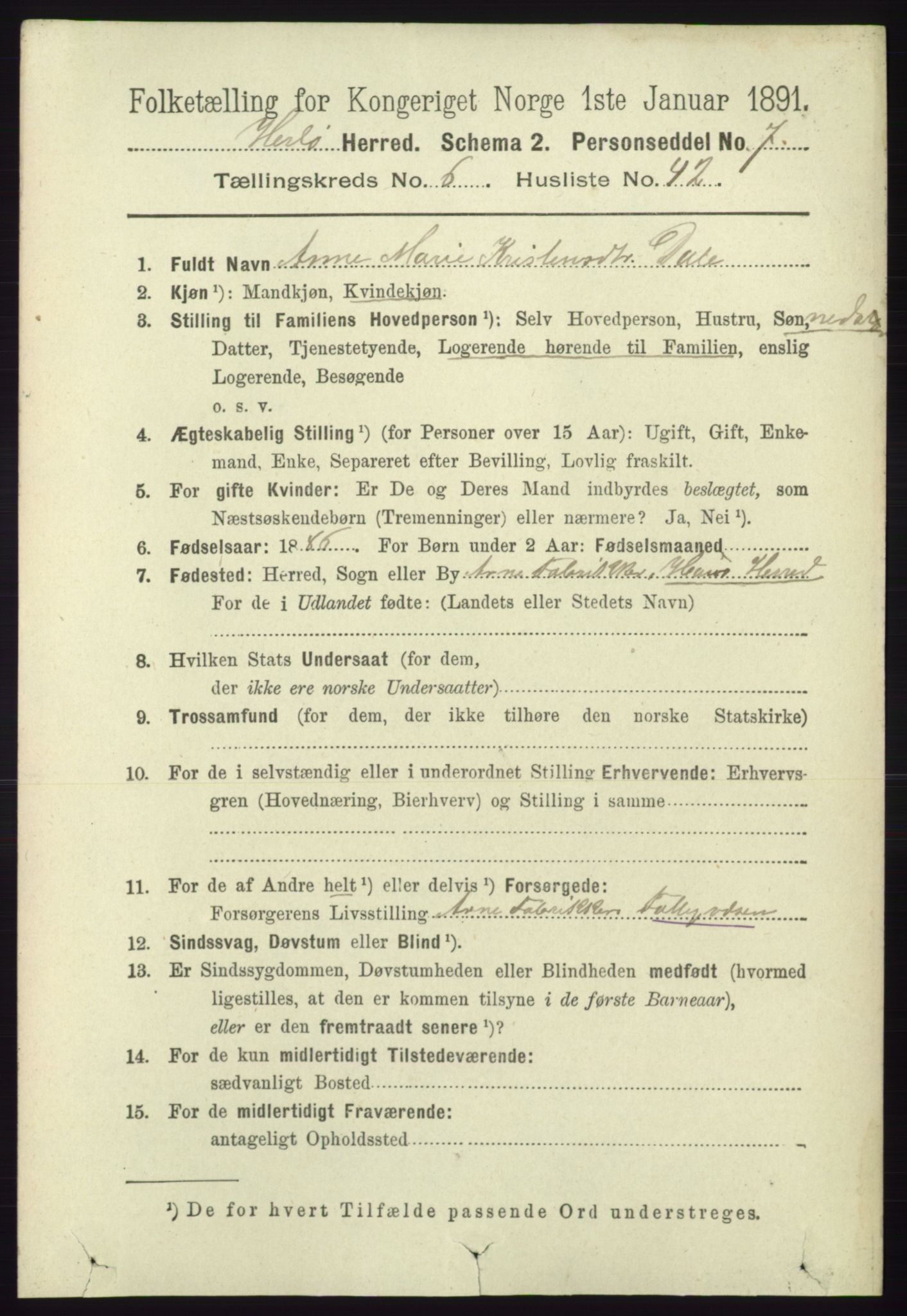 RA, 1891 census for 1258 Herdla, 1891, p. 2918