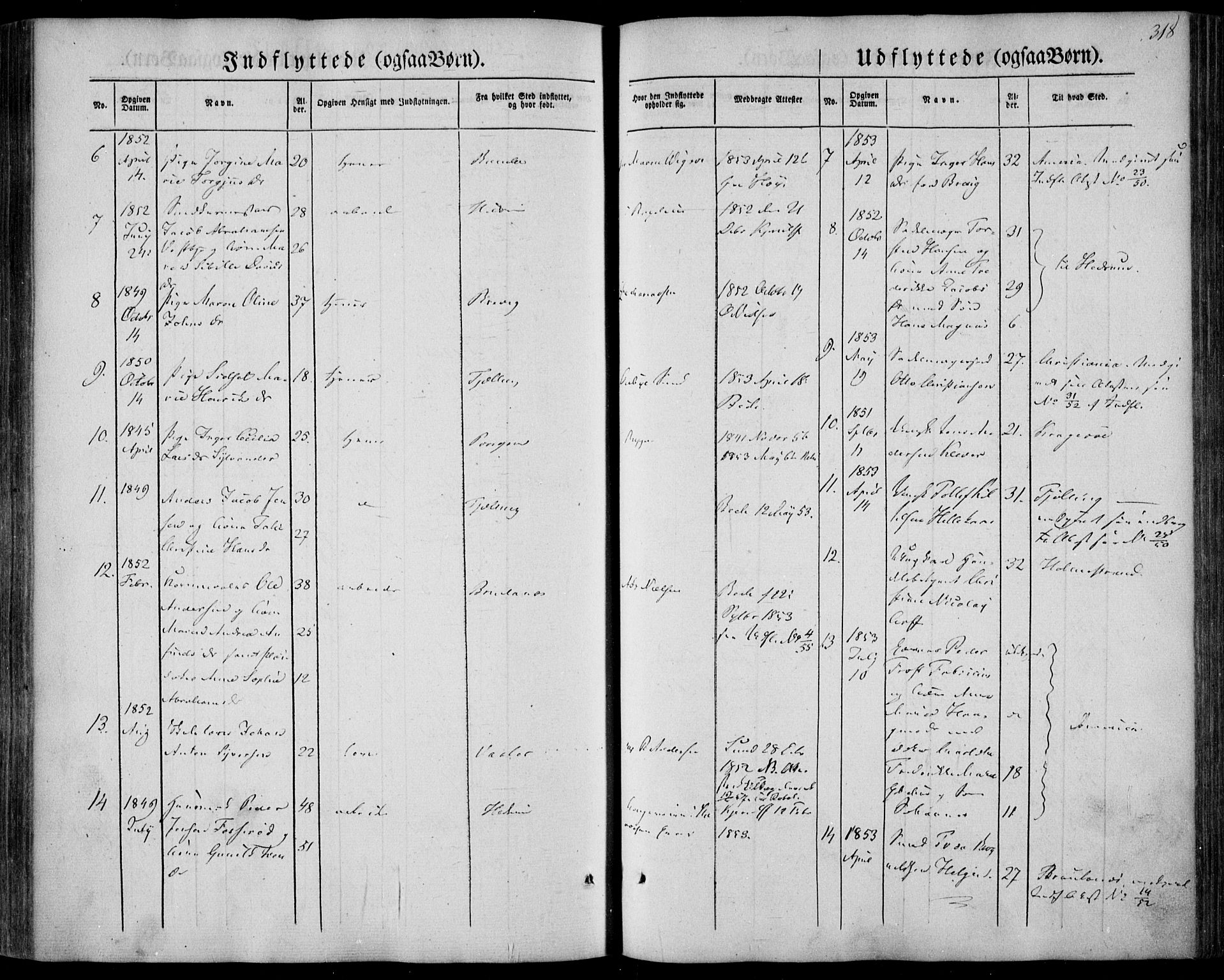 Larvik kirkebøker, AV/SAKO-A-352/F/Fa/L0003: Parish register (official) no. I 3, 1848-1856, p. 318