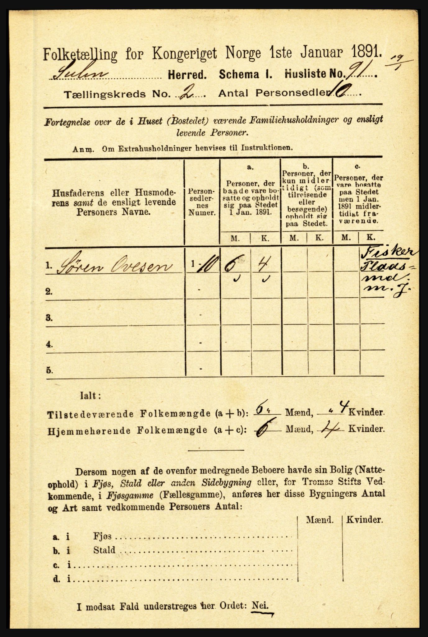 RA, 1891 census for 1412 Solund, 1891, p. 609