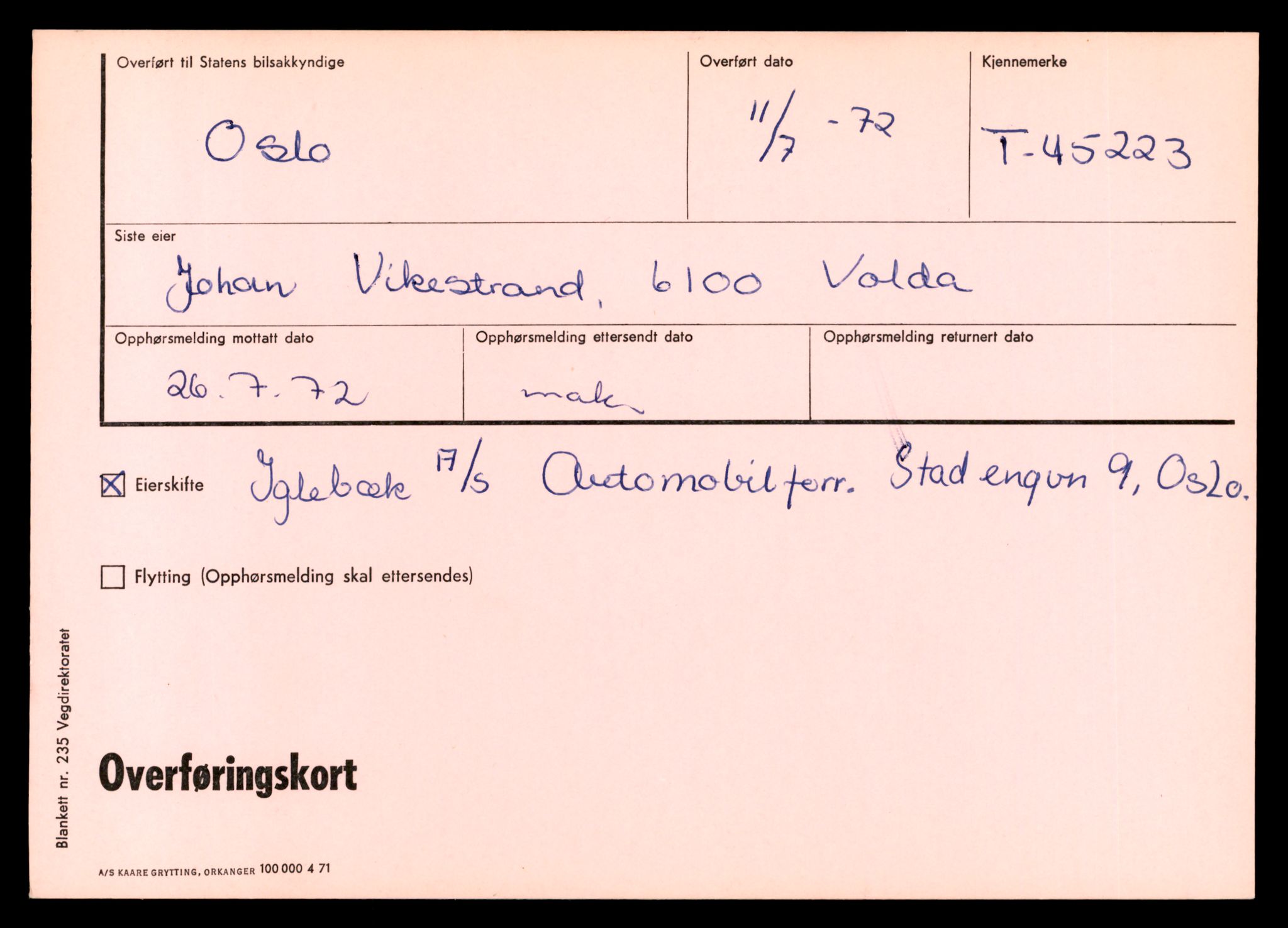 Møre og Romsdal vegkontor - Ålesund trafikkstasjon, AV/SAT-A-4099/F/Ff/L0009: Overførings-/henvisningskort T 45211 - T 47599, 1927-1998, p. 10