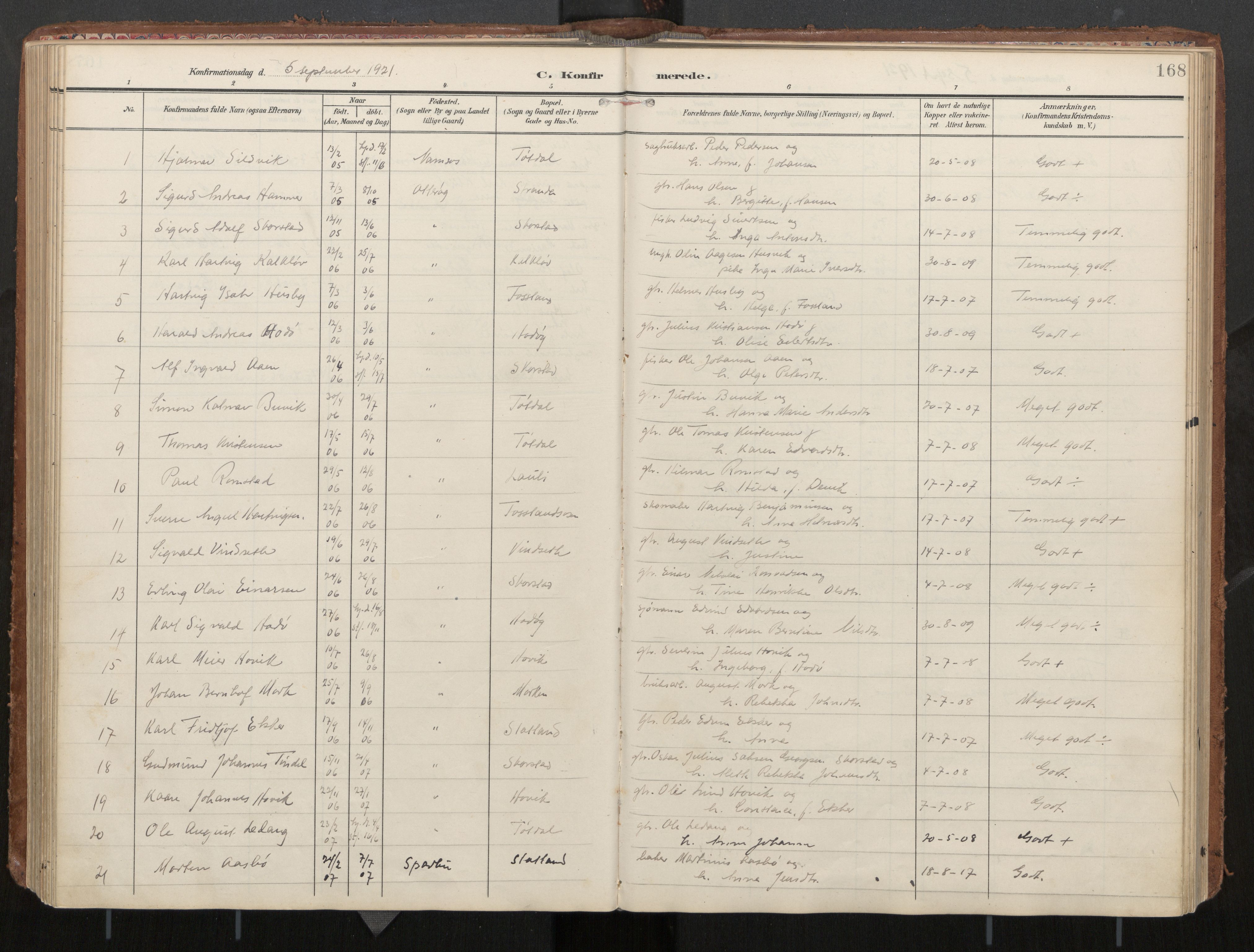 Ministerialprotokoller, klokkerbøker og fødselsregistre - Nord-Trøndelag, AV/SAT-A-1458/774/L0629: Parish register (official), 1904-1926, p. 168