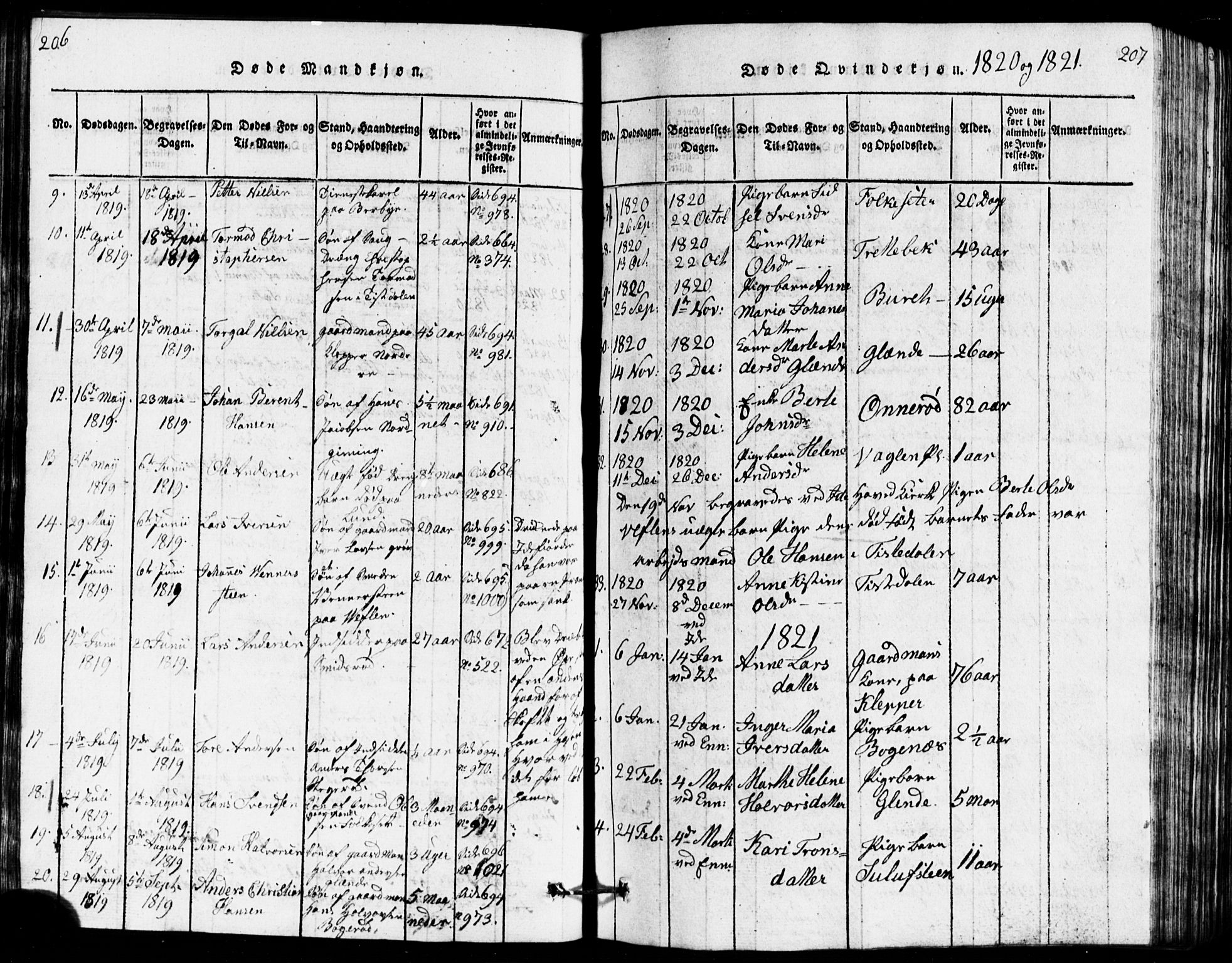 Idd prestekontor Kirkebøker, AV/SAO-A-10911/G/Ga/L0001: Parish register (copy) no. I 1, 1815-1826, p. 206-207