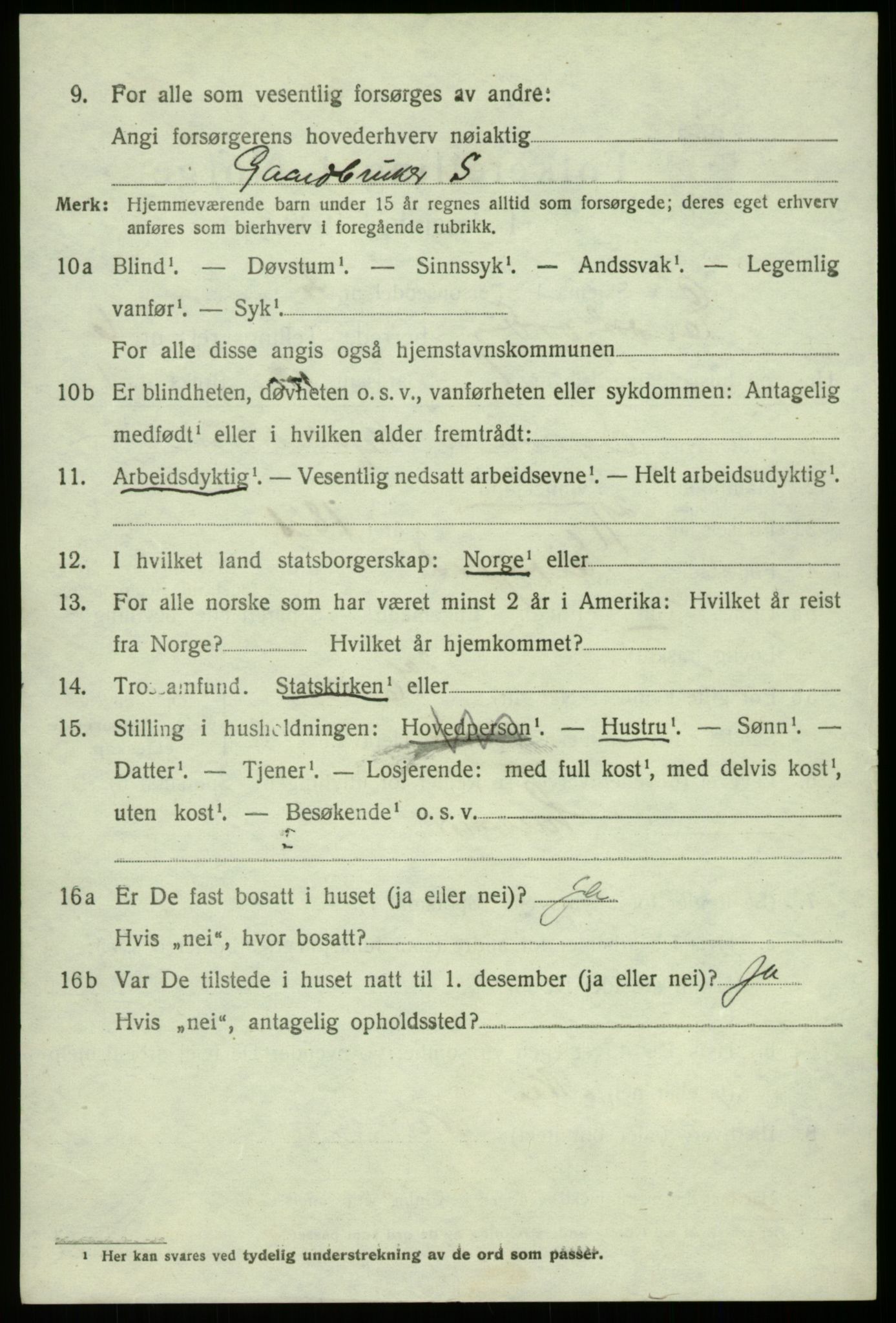 SAB, 1920 census for Eidfjord, 1920, p. 1923