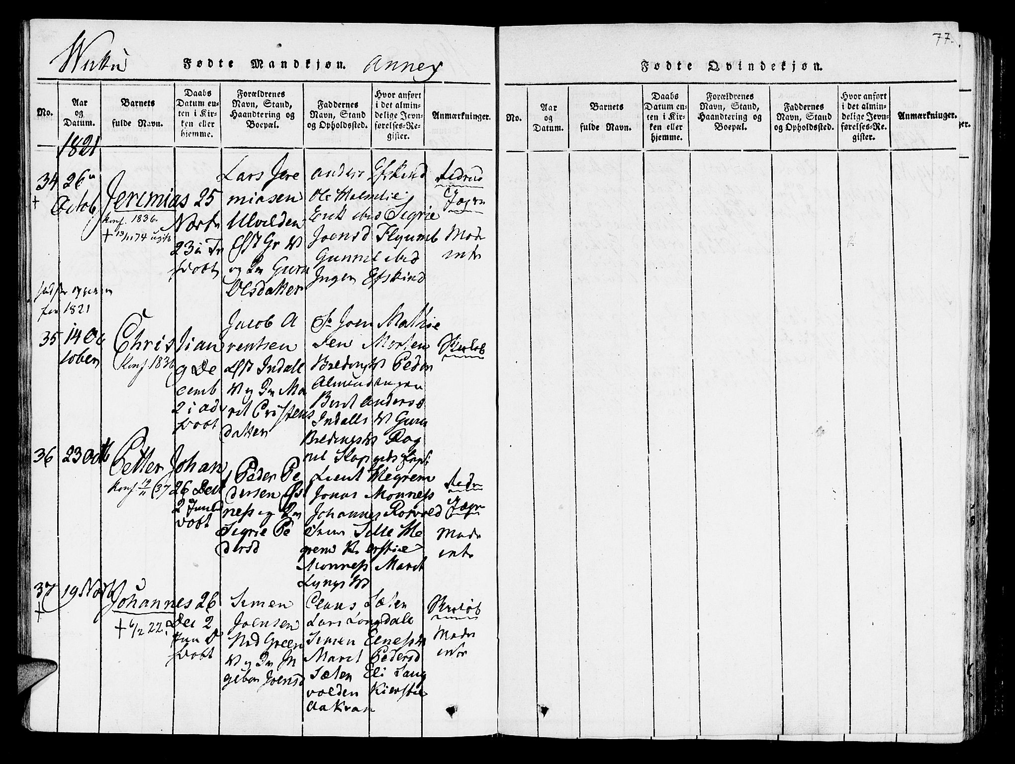 Ministerialprotokoller, klokkerbøker og fødselsregistre - Nord-Trøndelag, SAT/A-1458/723/L0234: Parish register (official) no. 723A05 /2, 1816-1821, p. 77