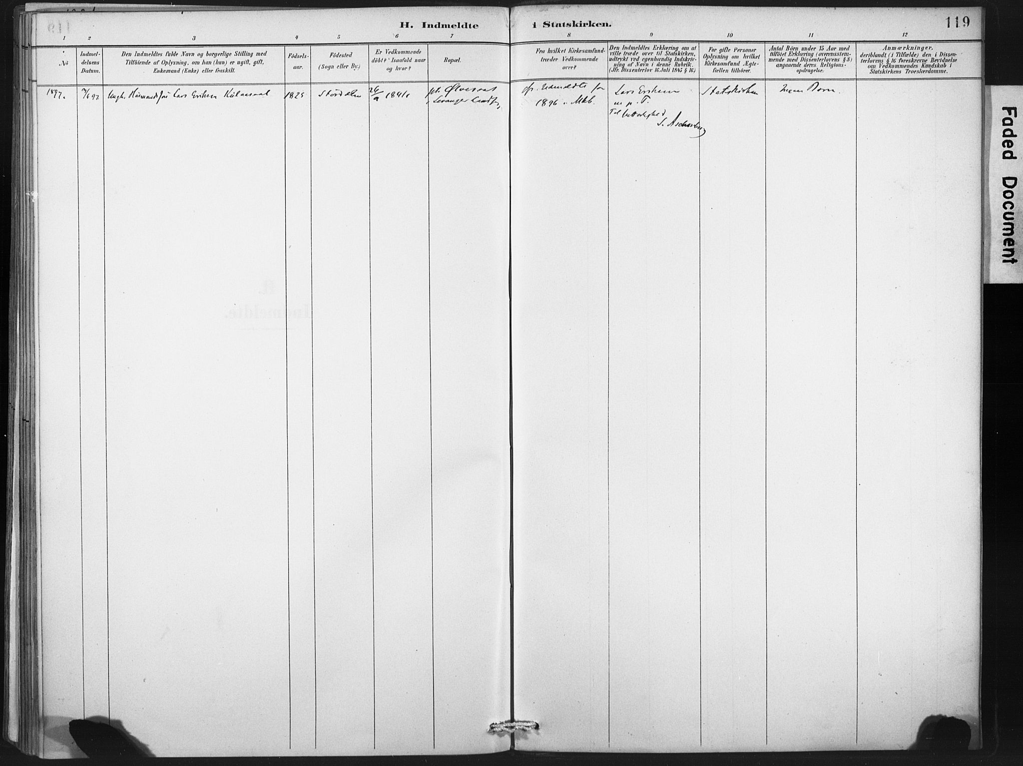Ministerialprotokoller, klokkerbøker og fødselsregistre - Nord-Trøndelag, SAT/A-1458/718/L0175: Parish register (official) no. 718A01, 1890-1923, p. 119