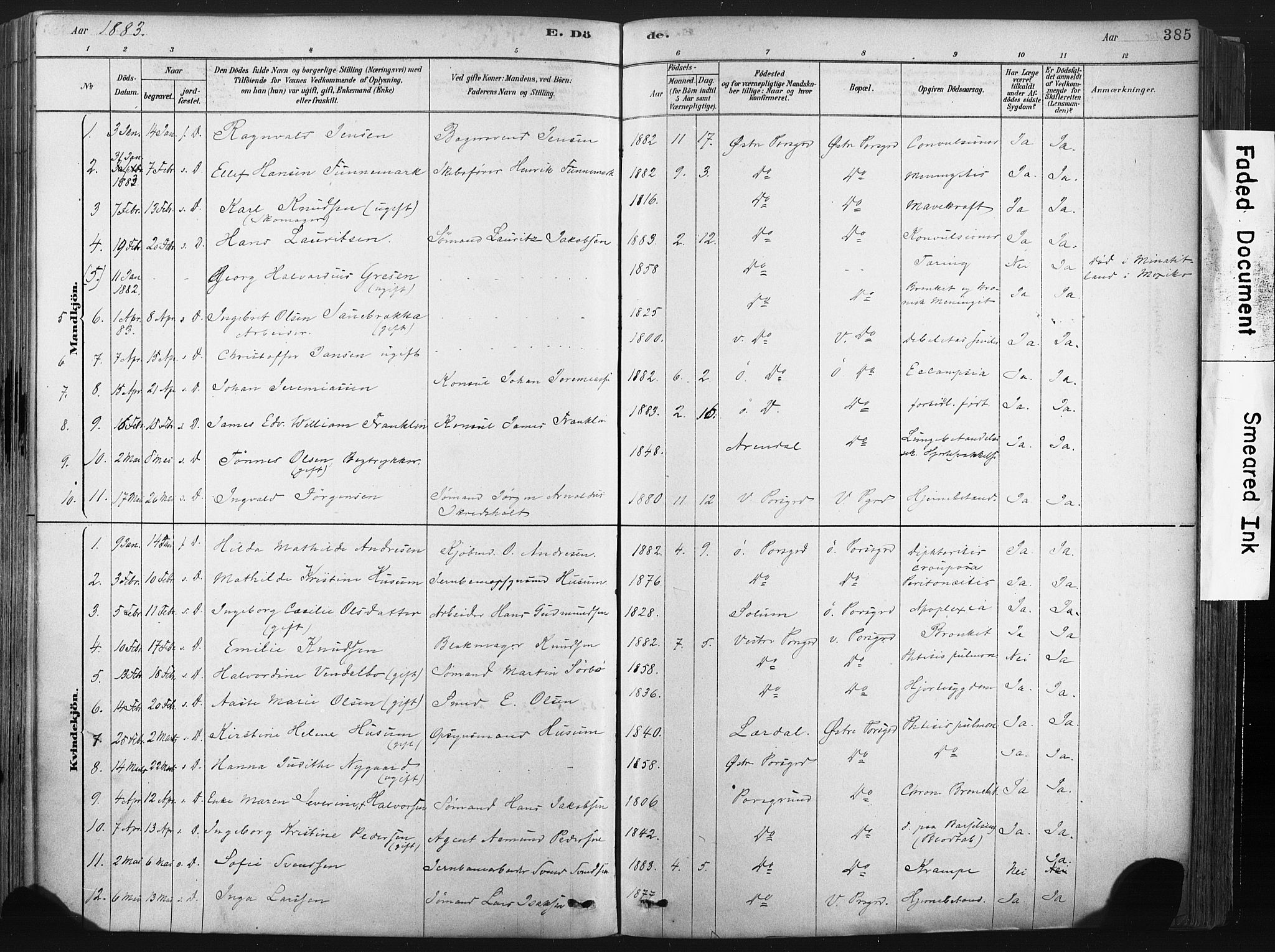 Porsgrunn kirkebøker , AV/SAKO-A-104/F/Fa/L0008: Parish register (official) no. 8, 1878-1895, p. 385