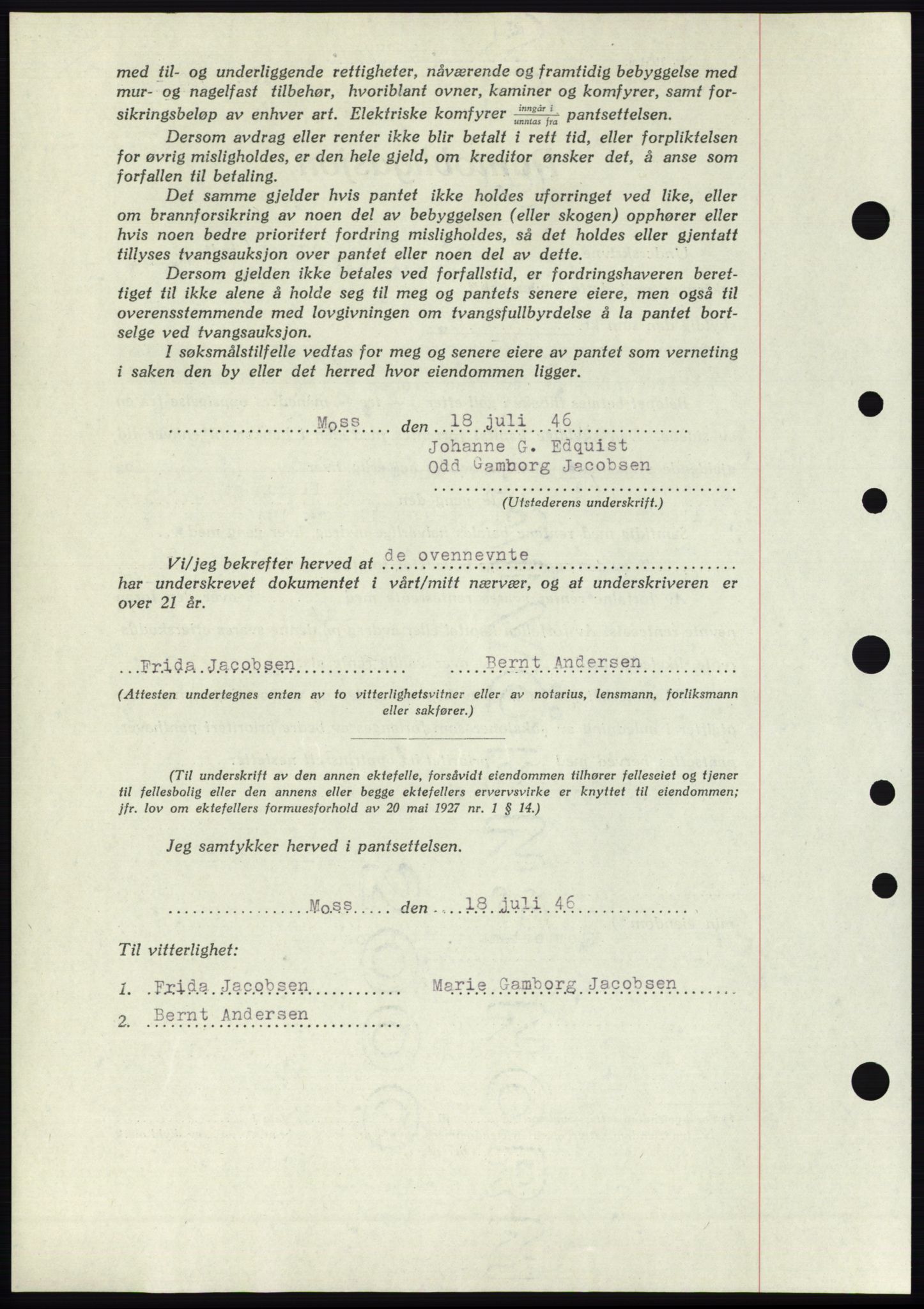 Moss sorenskriveri, SAO/A-10168: Mortgage book no. B15, 1946-1946, Diary no: : 1658/1946