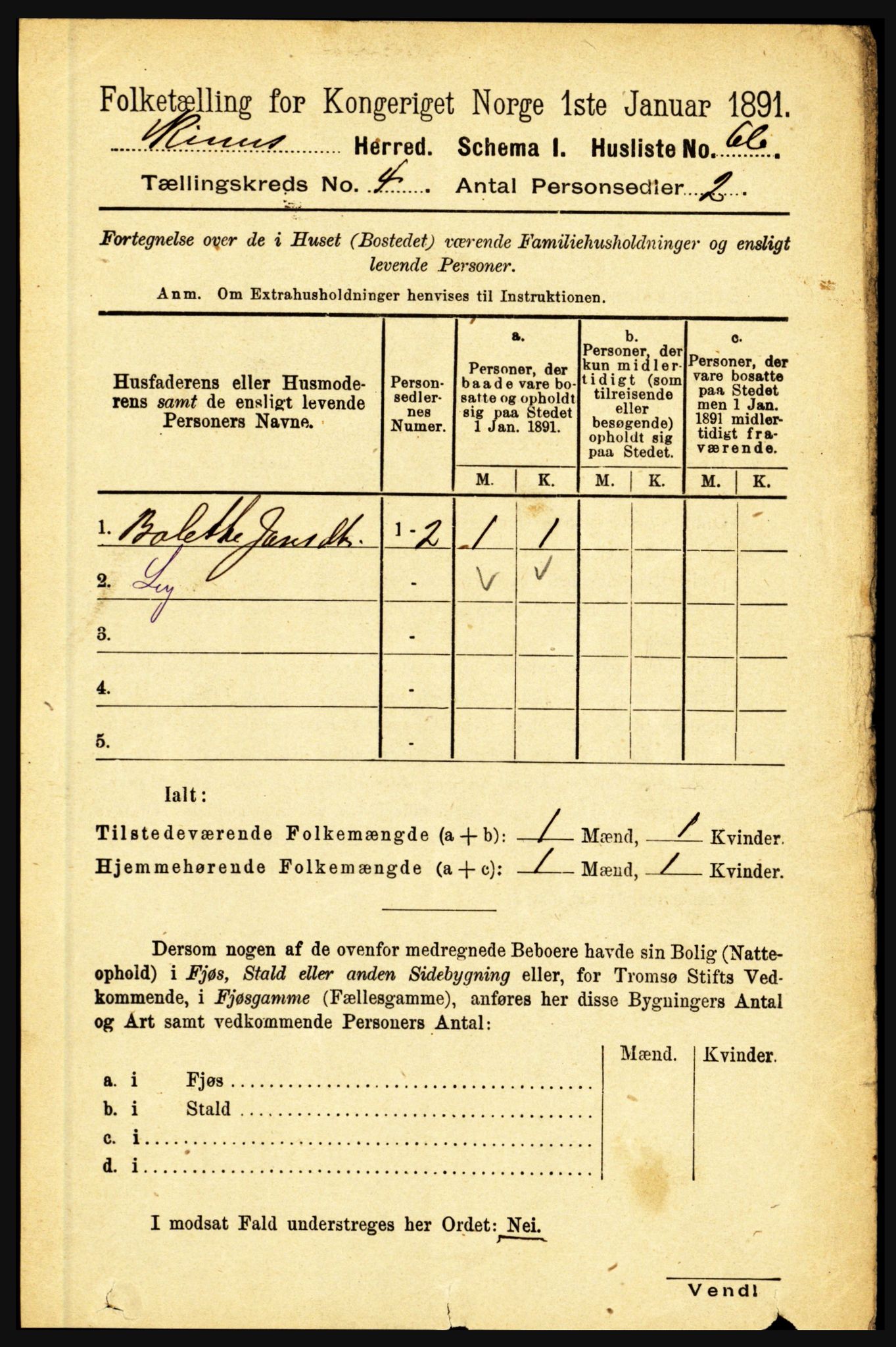 RA, 1891 census for 1437 Kinn, 1891, p. 1321