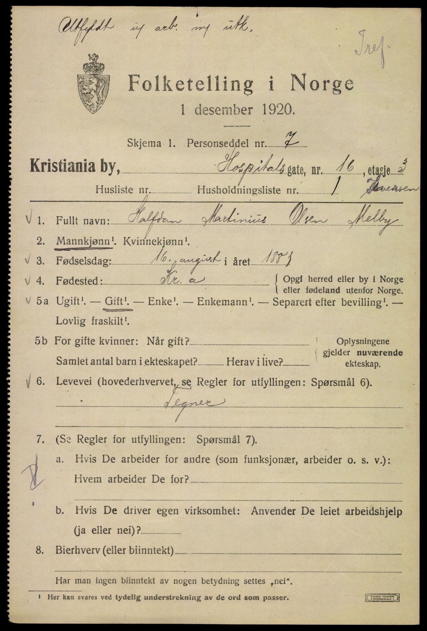 SAO, 1920 census for Kristiania, 1920, p. 299325