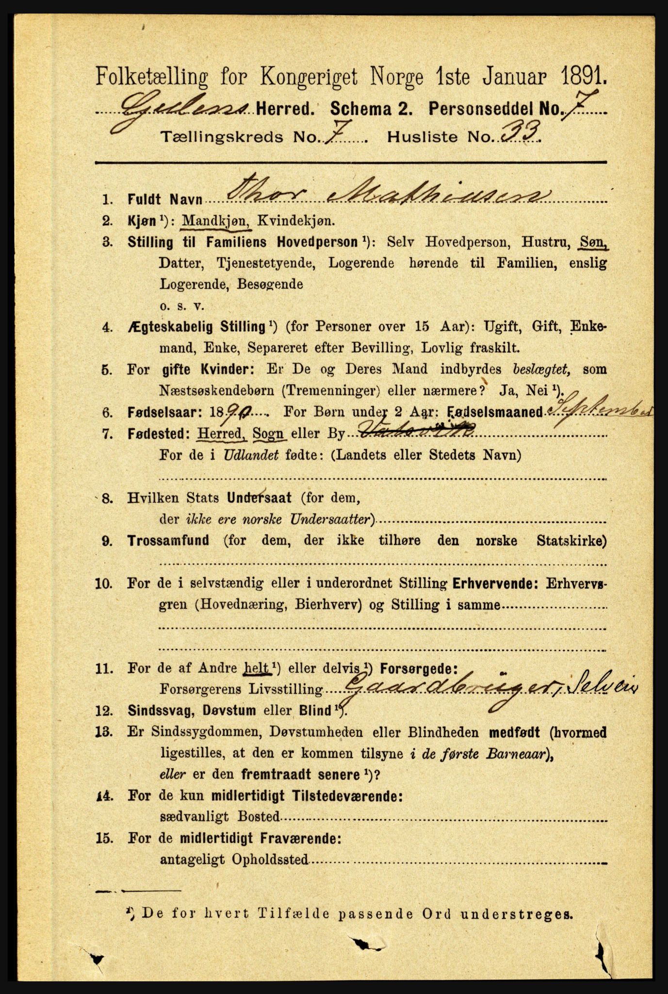 RA, 1891 census for 1411 Gulen, 1891, p. 2403